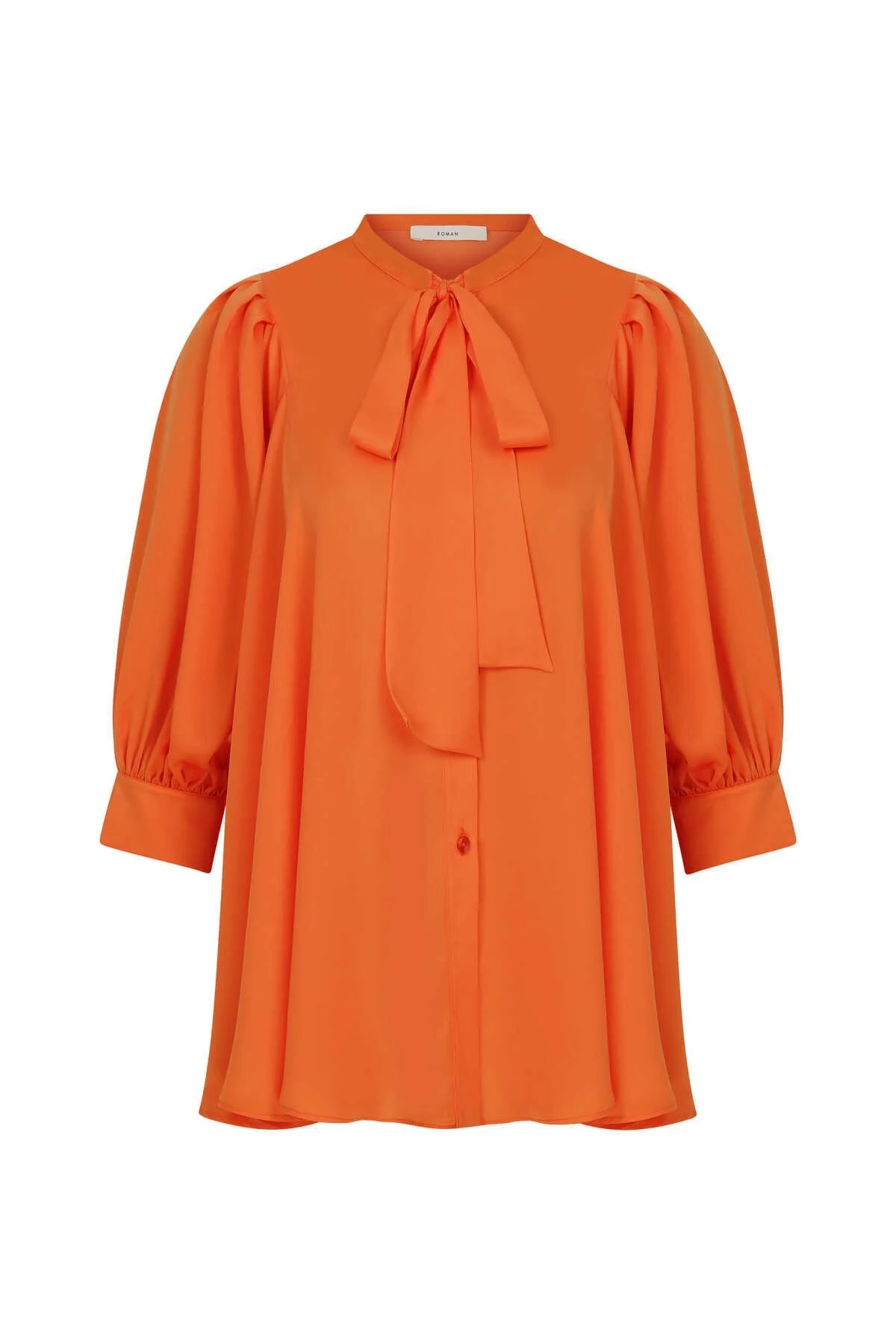 Fularlı Kadın Gömlek Oranj - 4