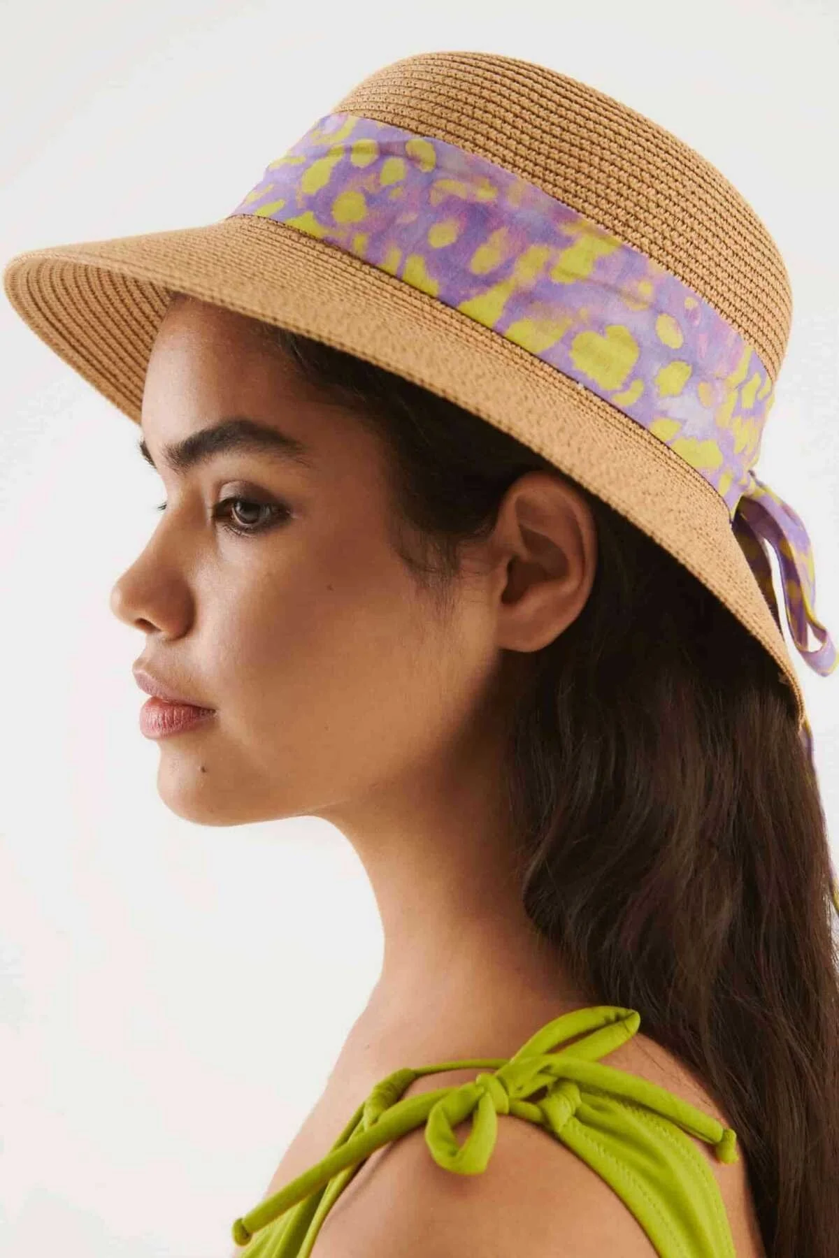 Fularlı Plaj Şapka Naturel - 3
