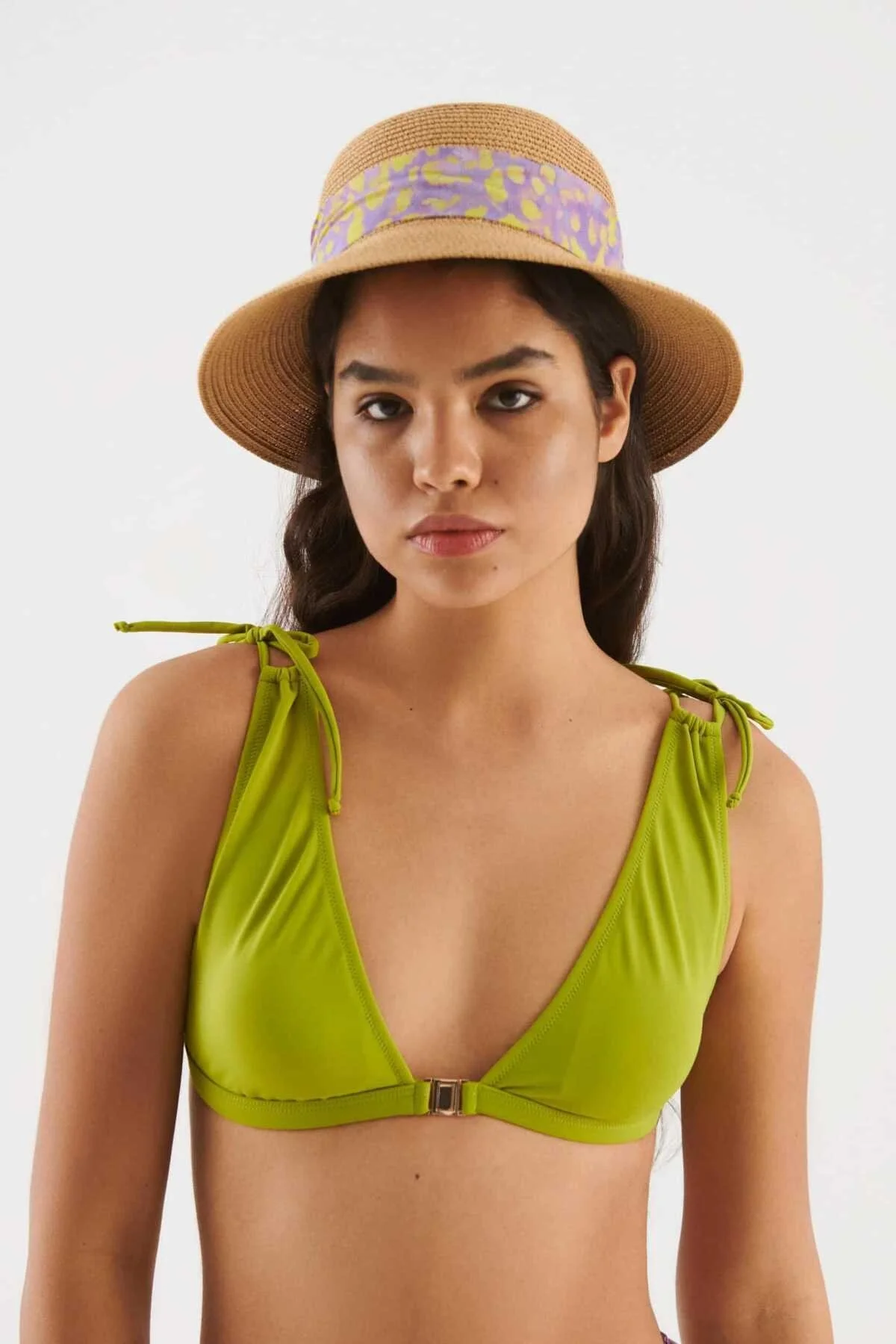 Fularlı Plaj Şapka Naturel - 1