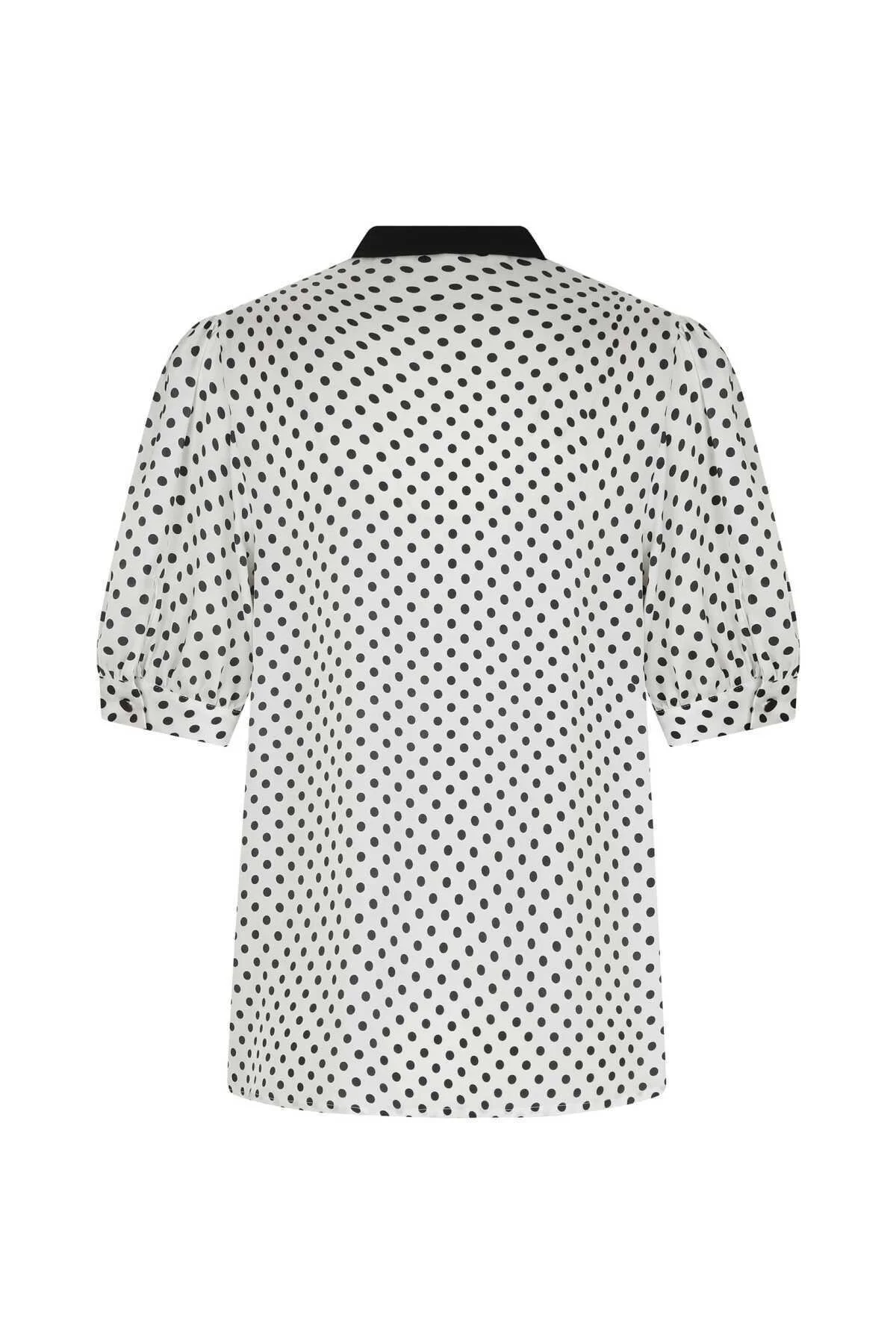 Fularlı Puantiyeli Kadın Gömlek Standart Renk - 5