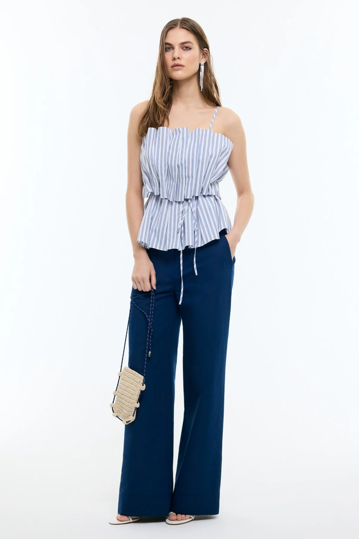 Geniş Düz Paça Pantolon Lacivert - 1