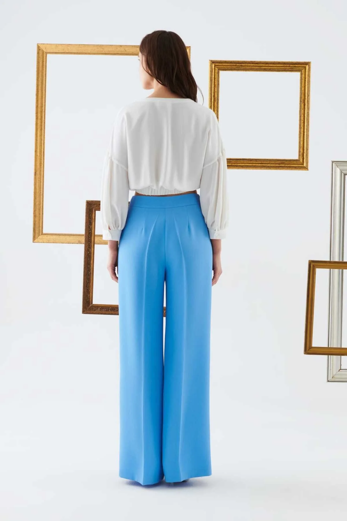 Geniş Paça Kadın Pantolon Mavi - 2