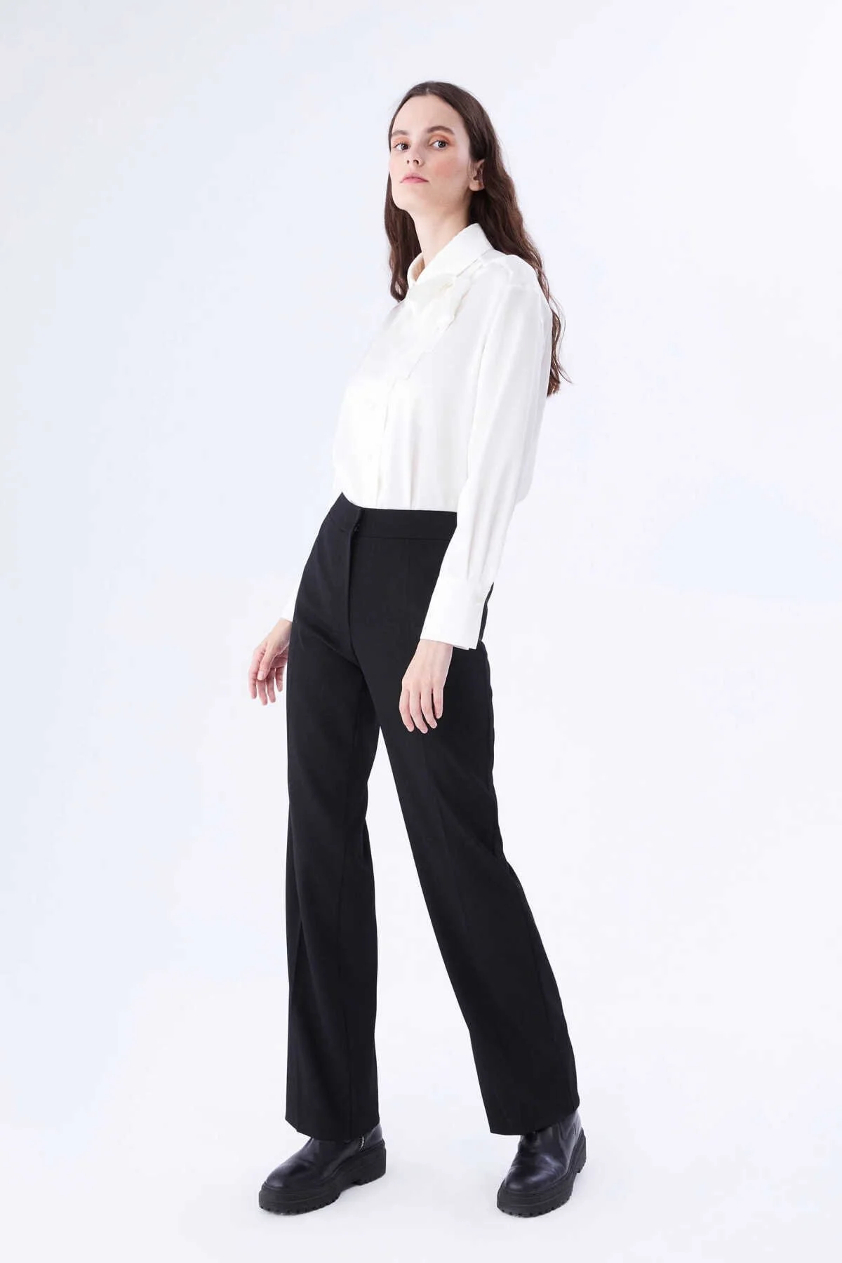  Geniş Paça Kadın Pantolon Siyah - 3