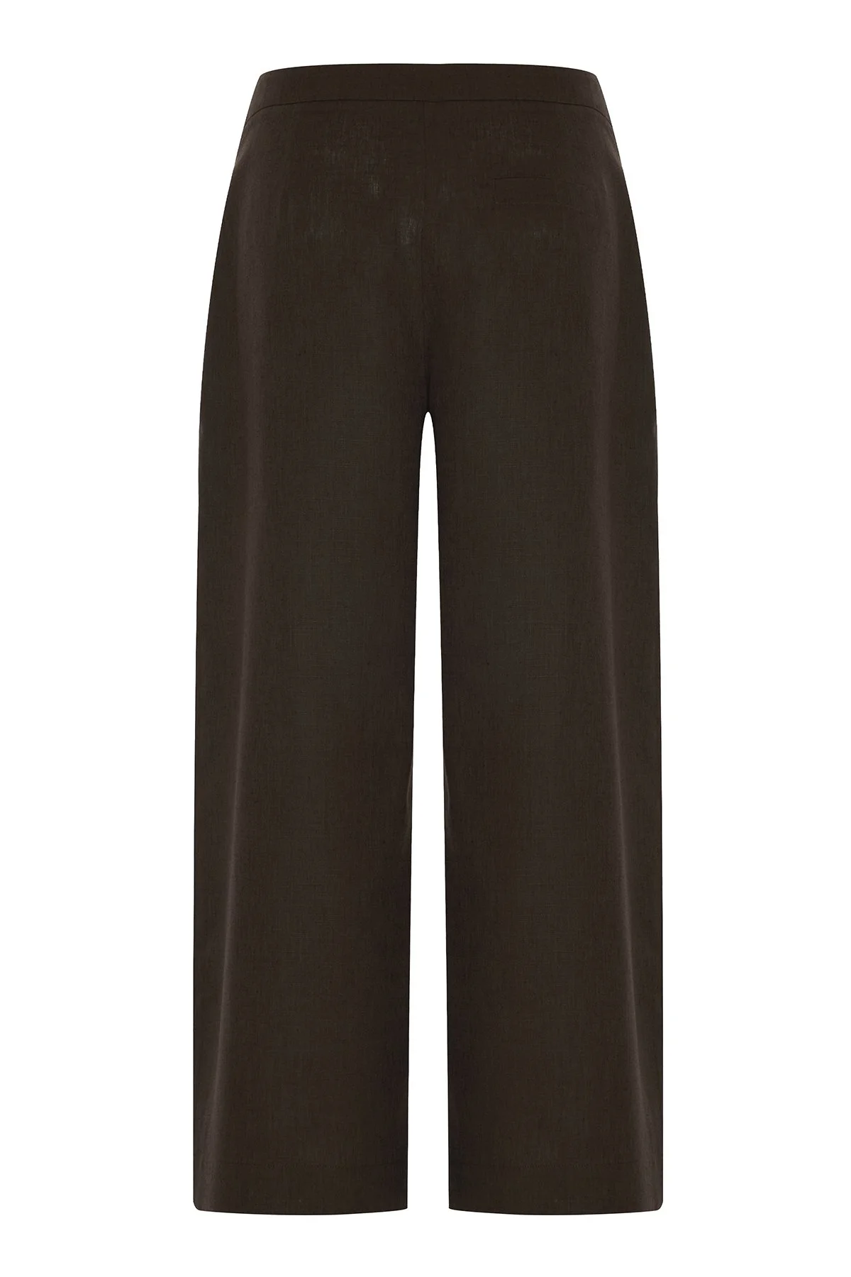Geniş Paça Keten Pantolon Kahve - 5