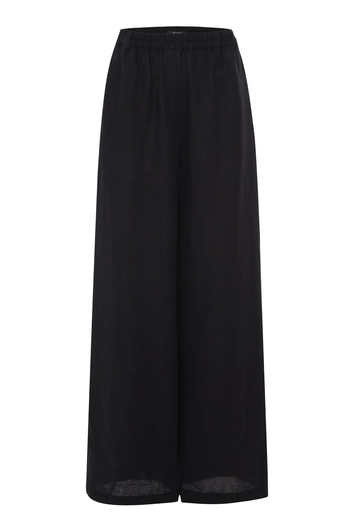 Geniş Paça Keten Pantolon Siyah - 3