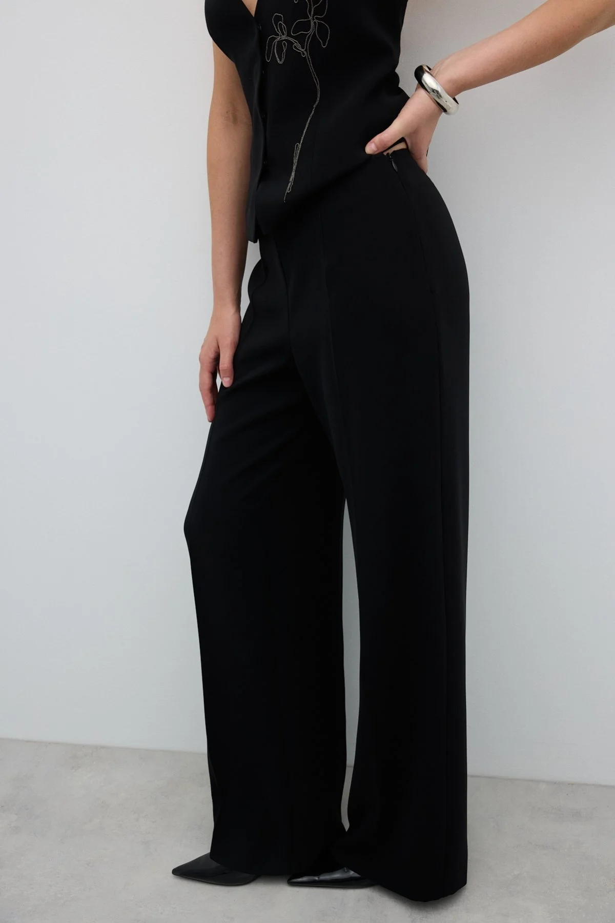 Geniş Paça Pantolon Siyah - 4