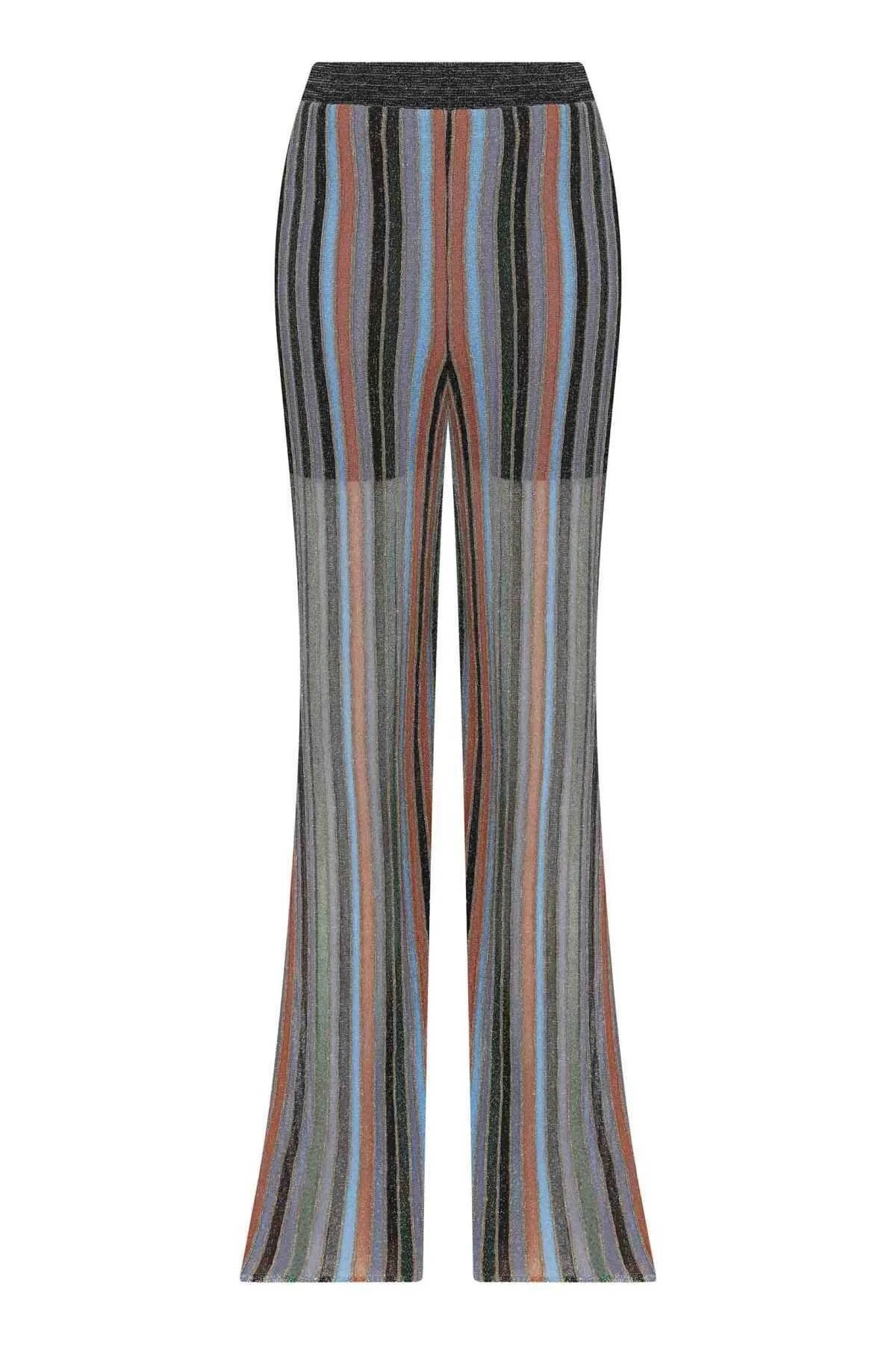  Geniş Paça Triko Pantolon Standart Renk - 5