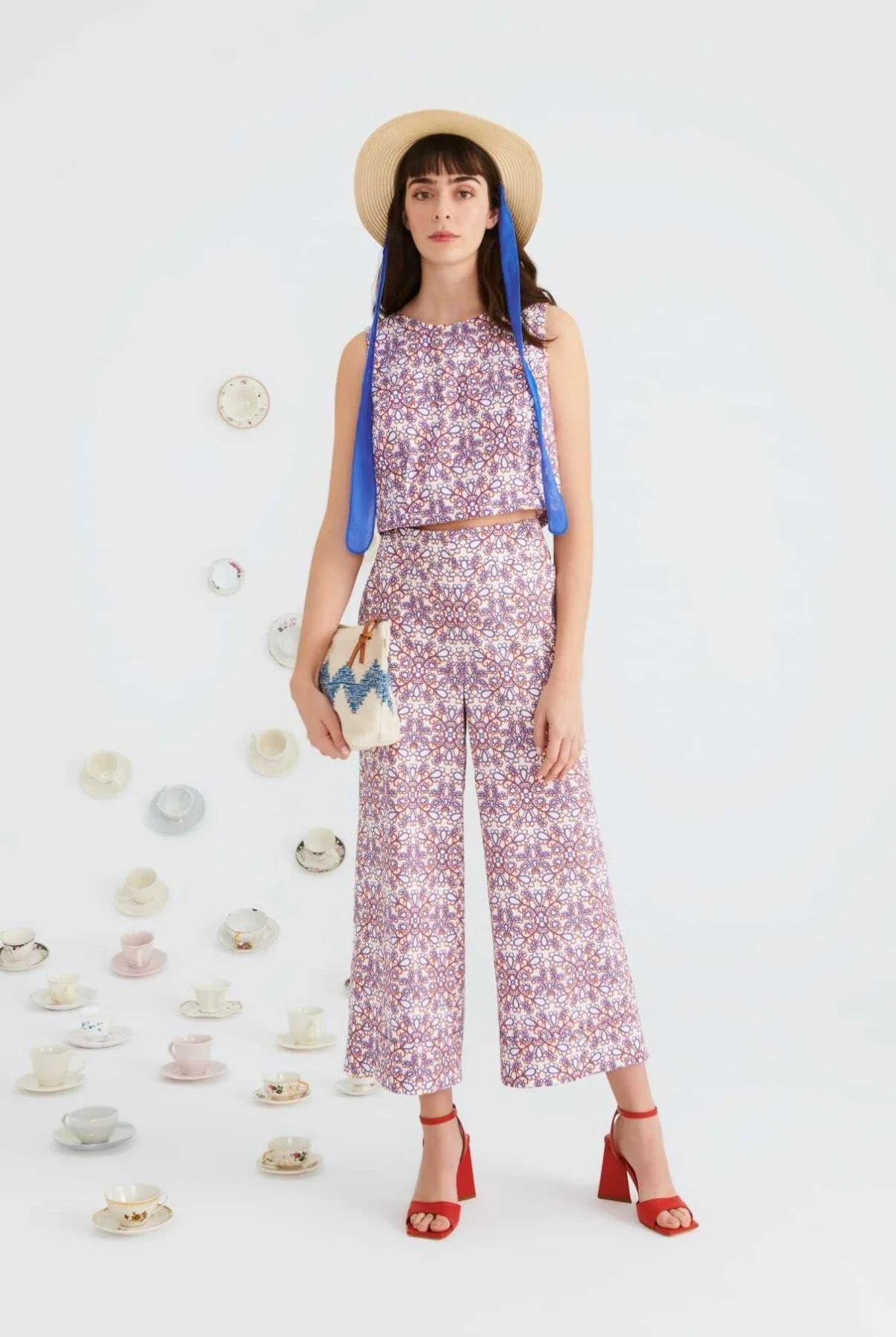 Geniş Paçalı Desenli Kadın Pantolon Standart Renk - 3