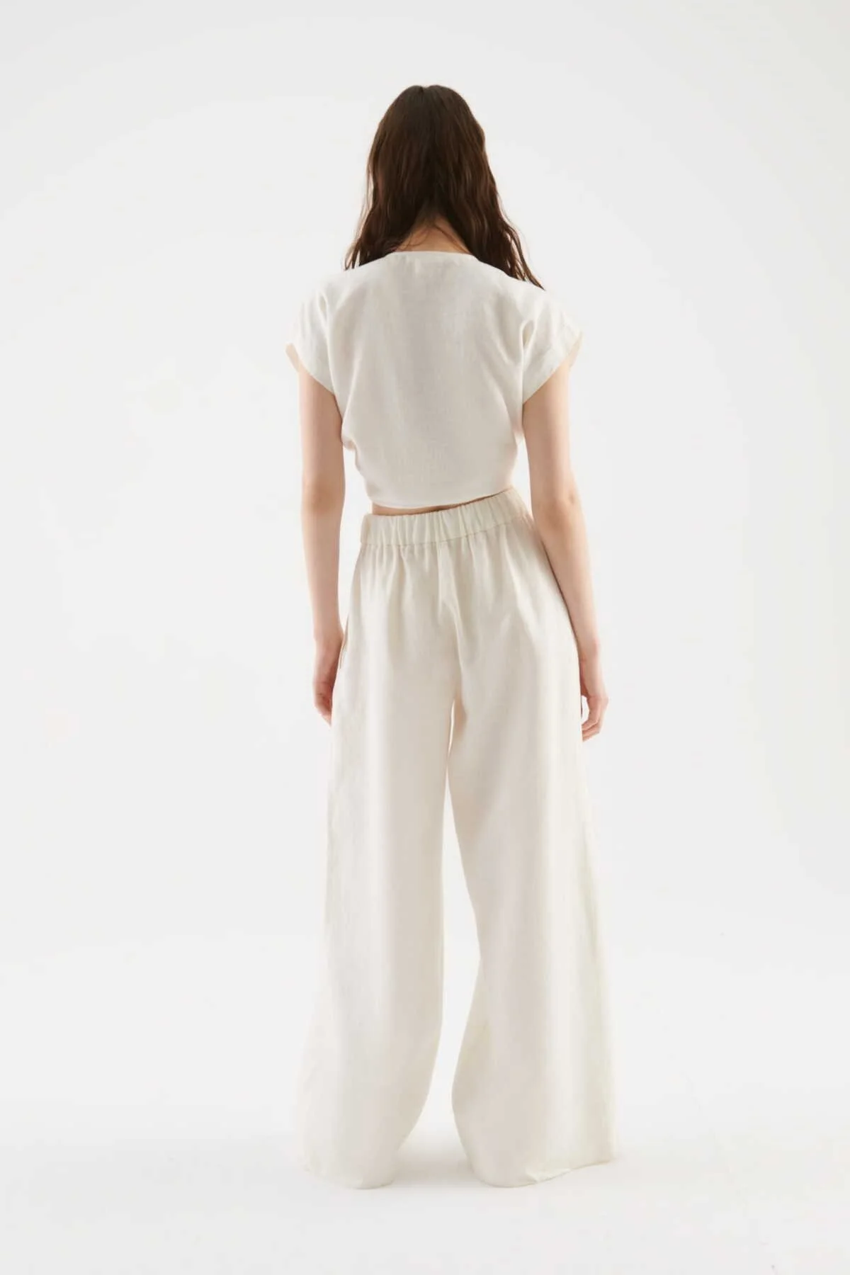 Geniş Paçalı Kadın Pantolon Kemik - 2