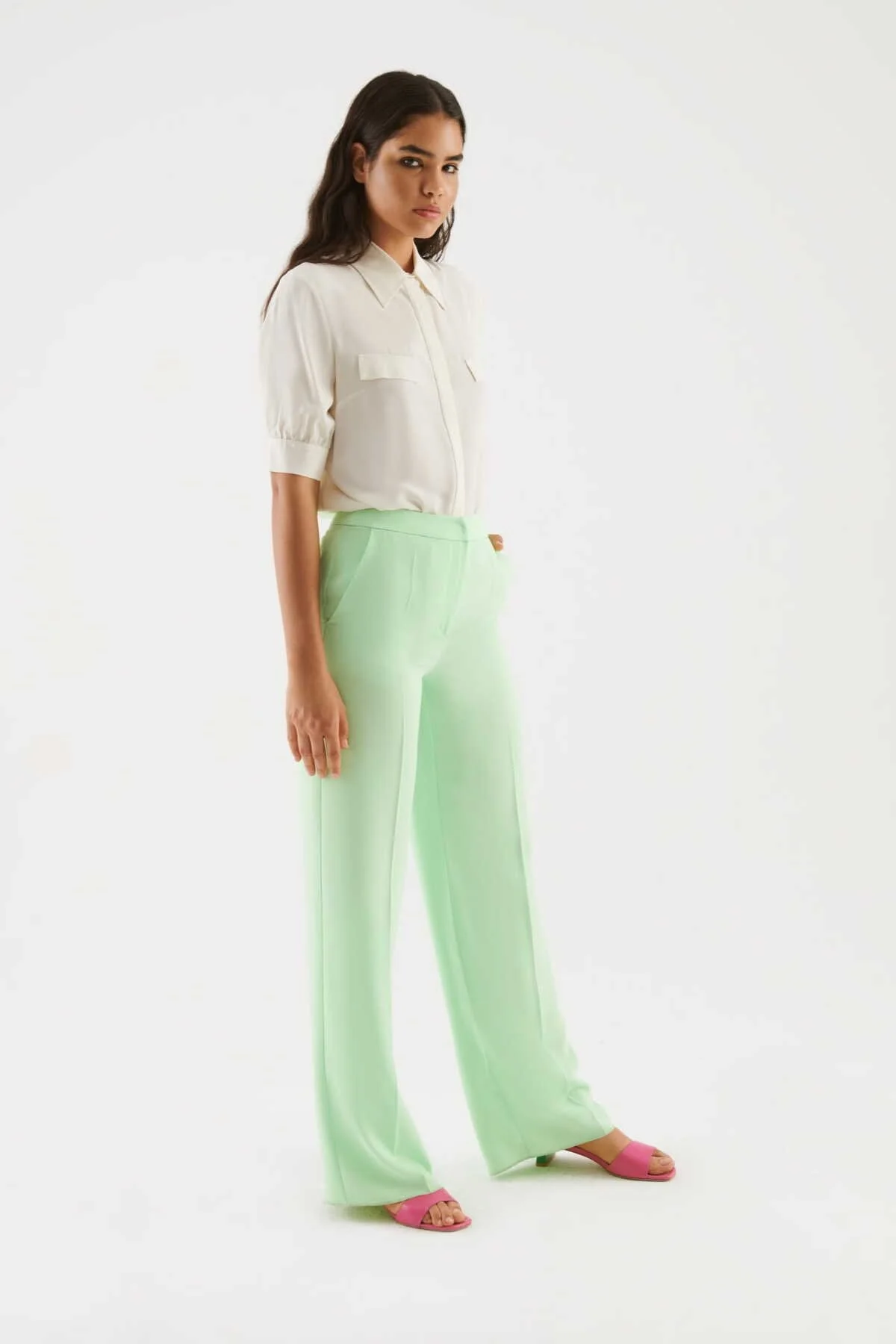 Geniş Paçalı Kadın Pantolon Yeşil - 3