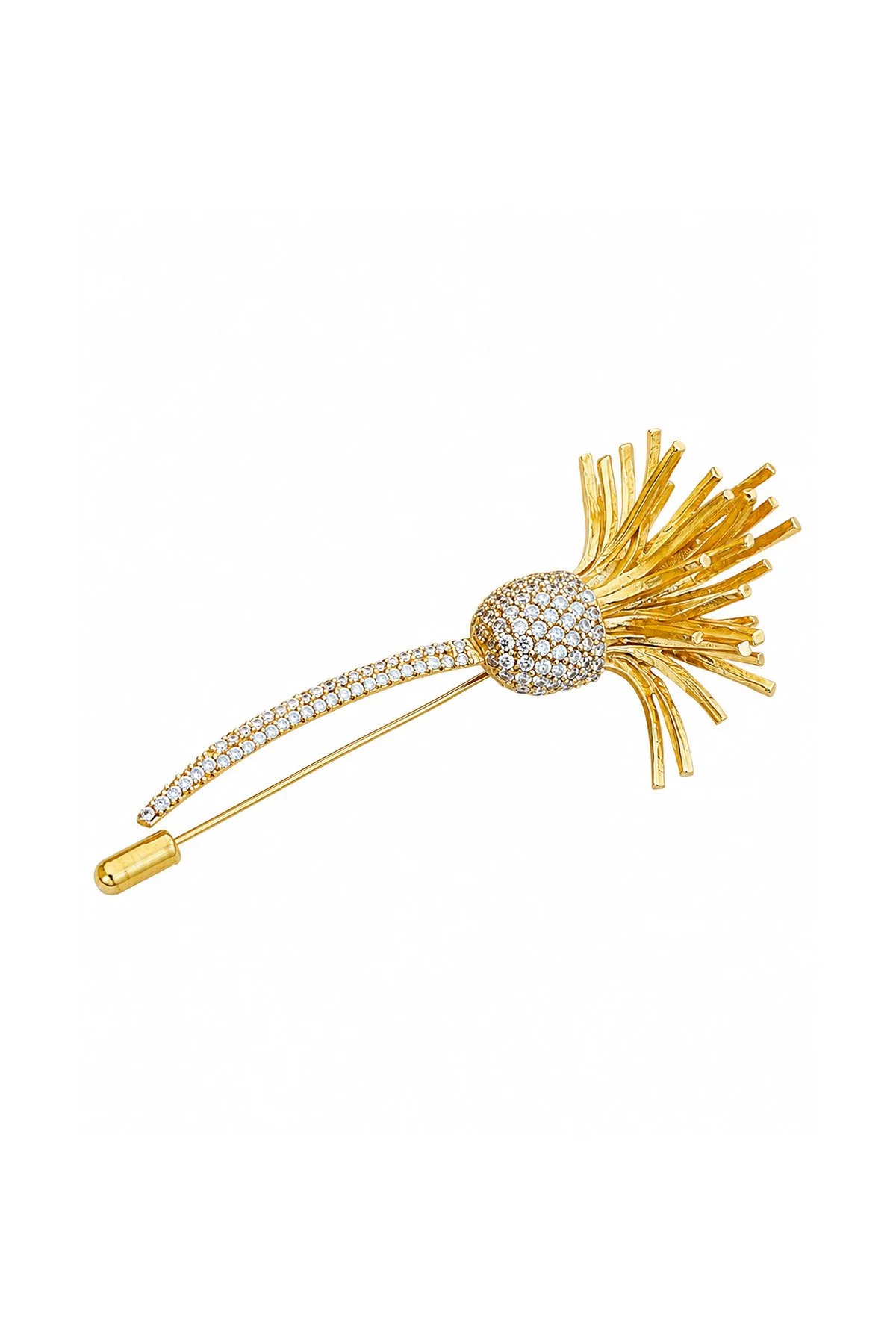 Çiçek Detaylı Broş Gold - 2