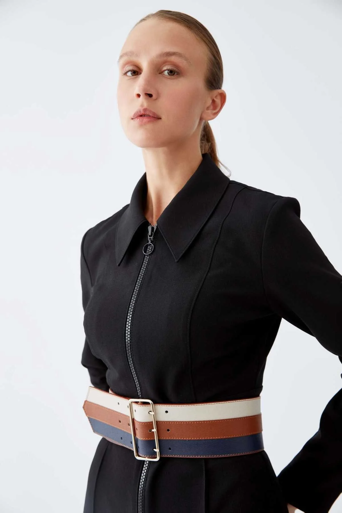  Gold Kemer Toka Detaylı Üç Renkli Kadın Kemer Standart Renk - 1