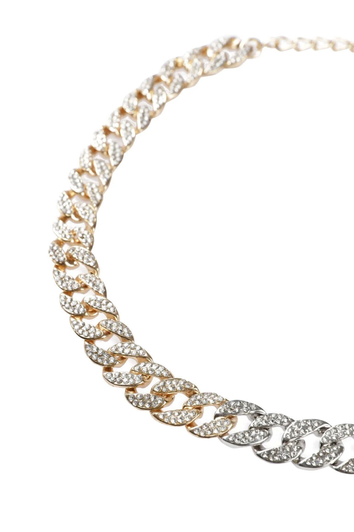  Gold Ve Gümüş Kalın Zincir Kadın Kolye Standart Renk - 2