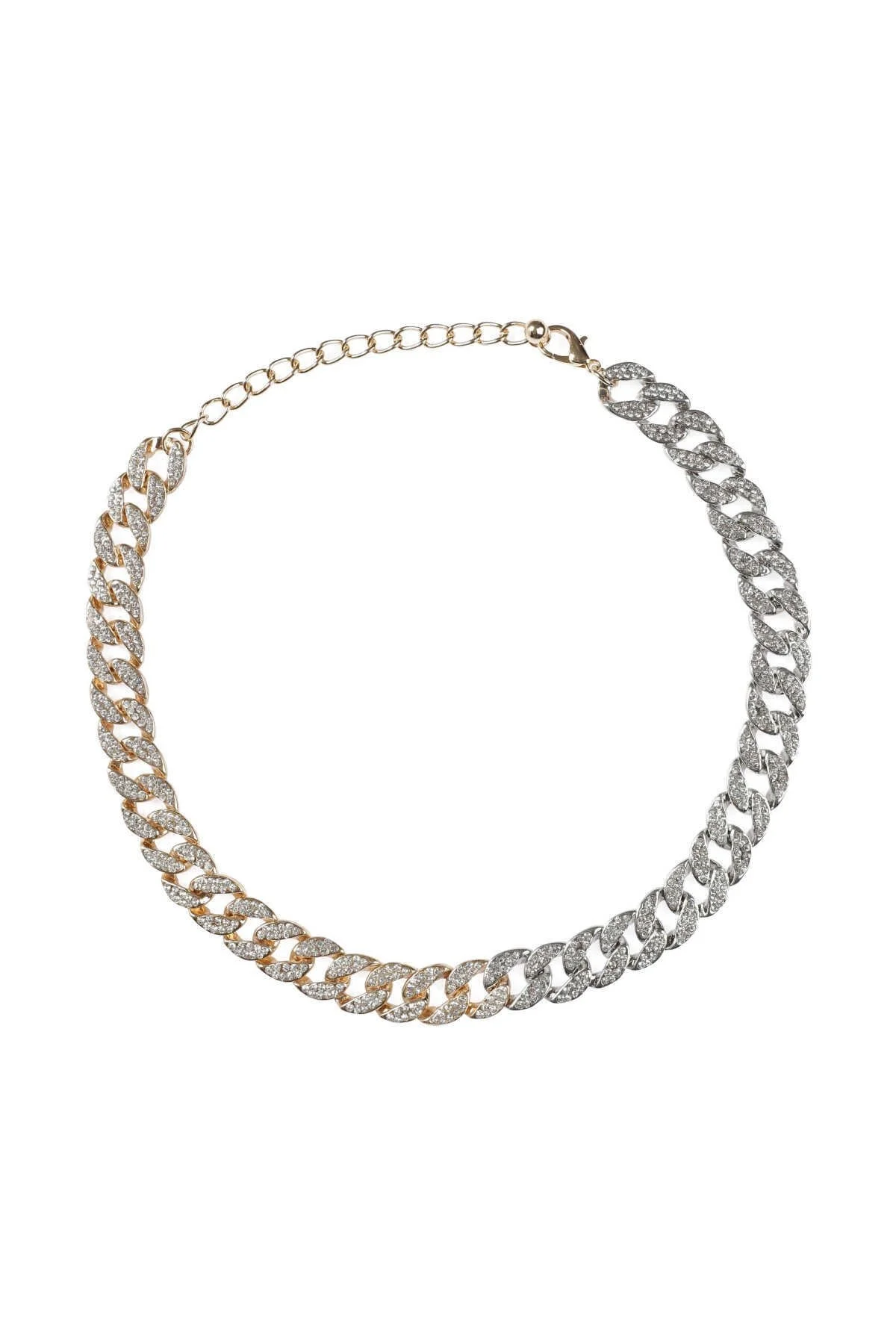  Gold Ve Gümüş Kalın Zincir Kadın Kolye Standart Renk - 1