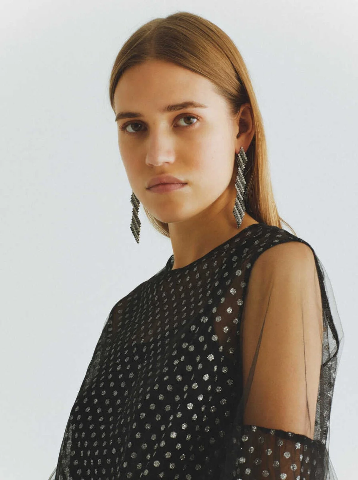  Gümüş Puantiyeli Bluz Siyah-Gümüş - 1