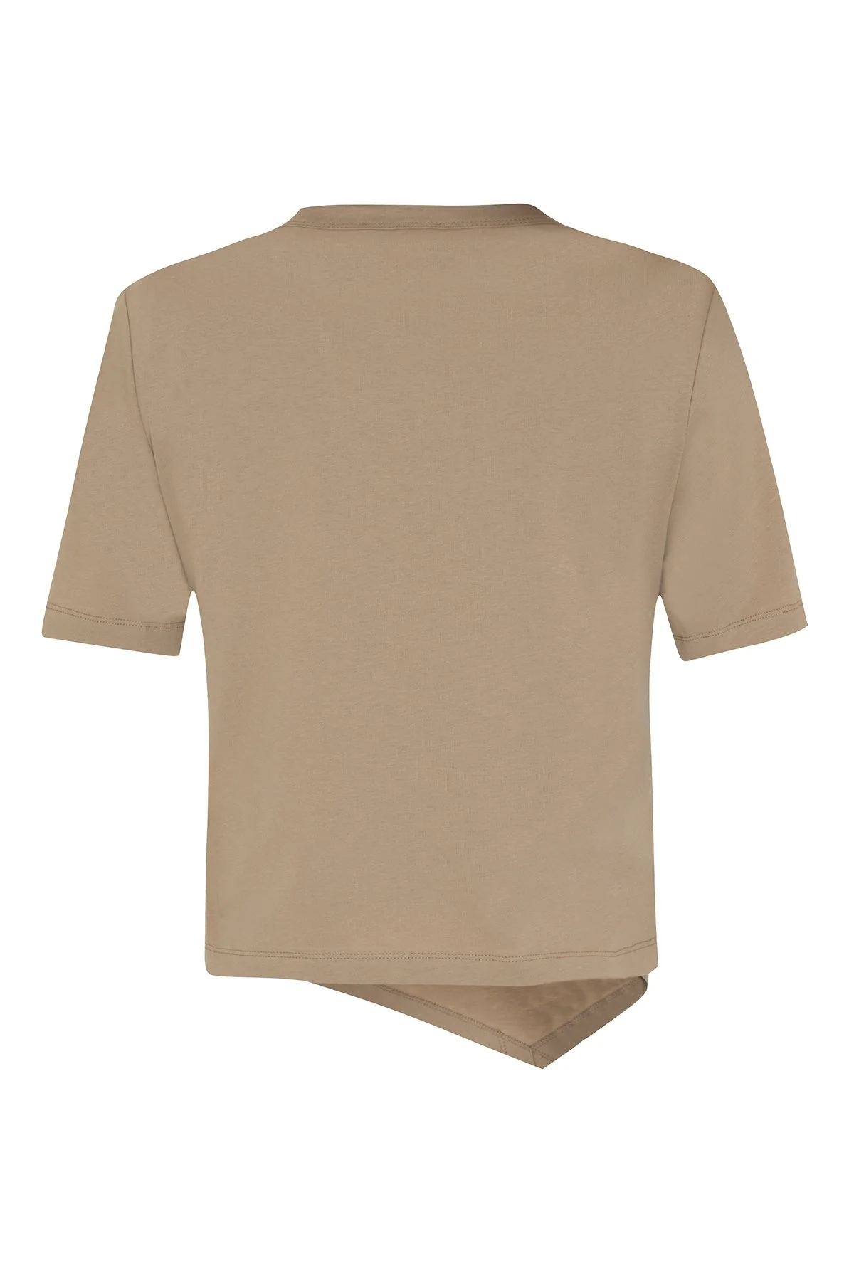 Güneş Nakışlı Asimetrik T-shirt Kahve - 5