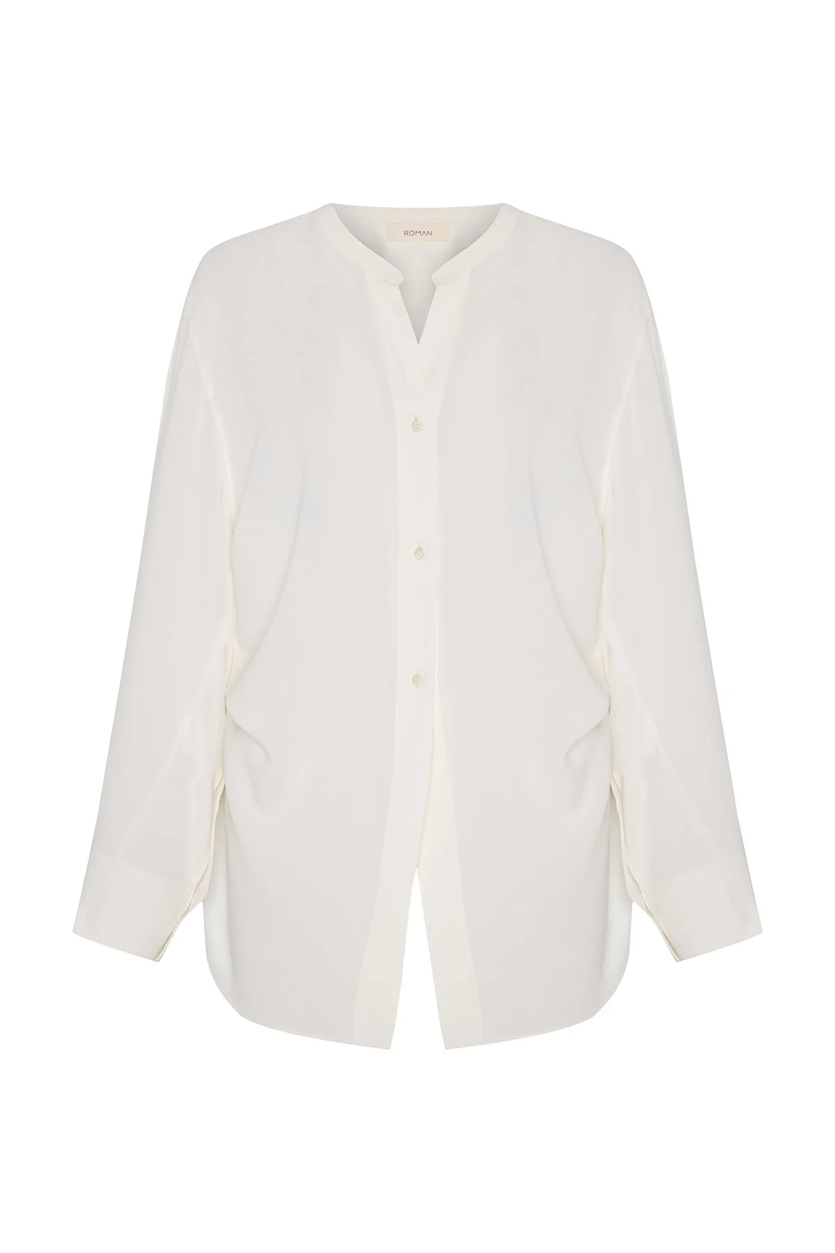 Hakim Yaka Geniş Kesim Gömlek Ekru - 5