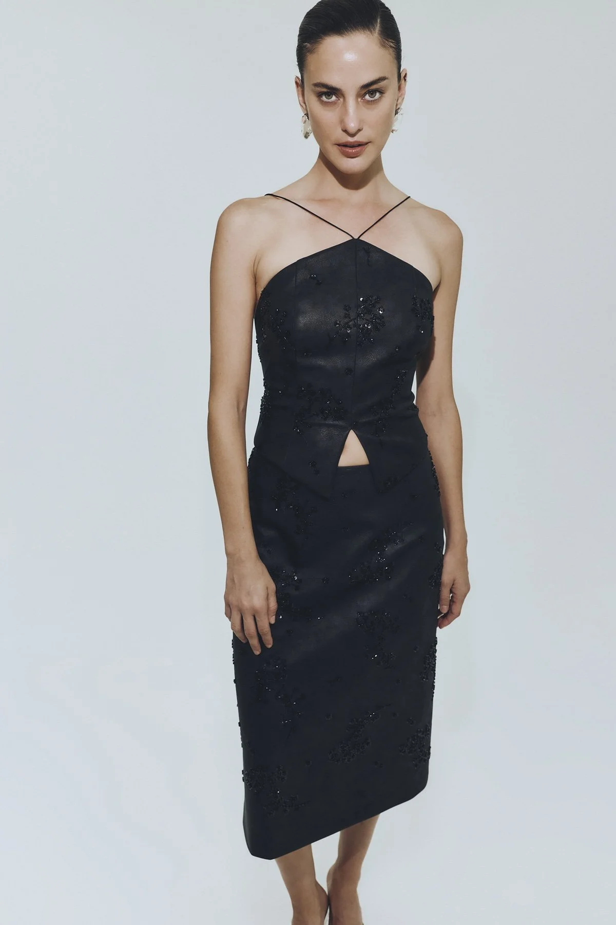 Halter Silüetli Crop Bluz Siyah - 5