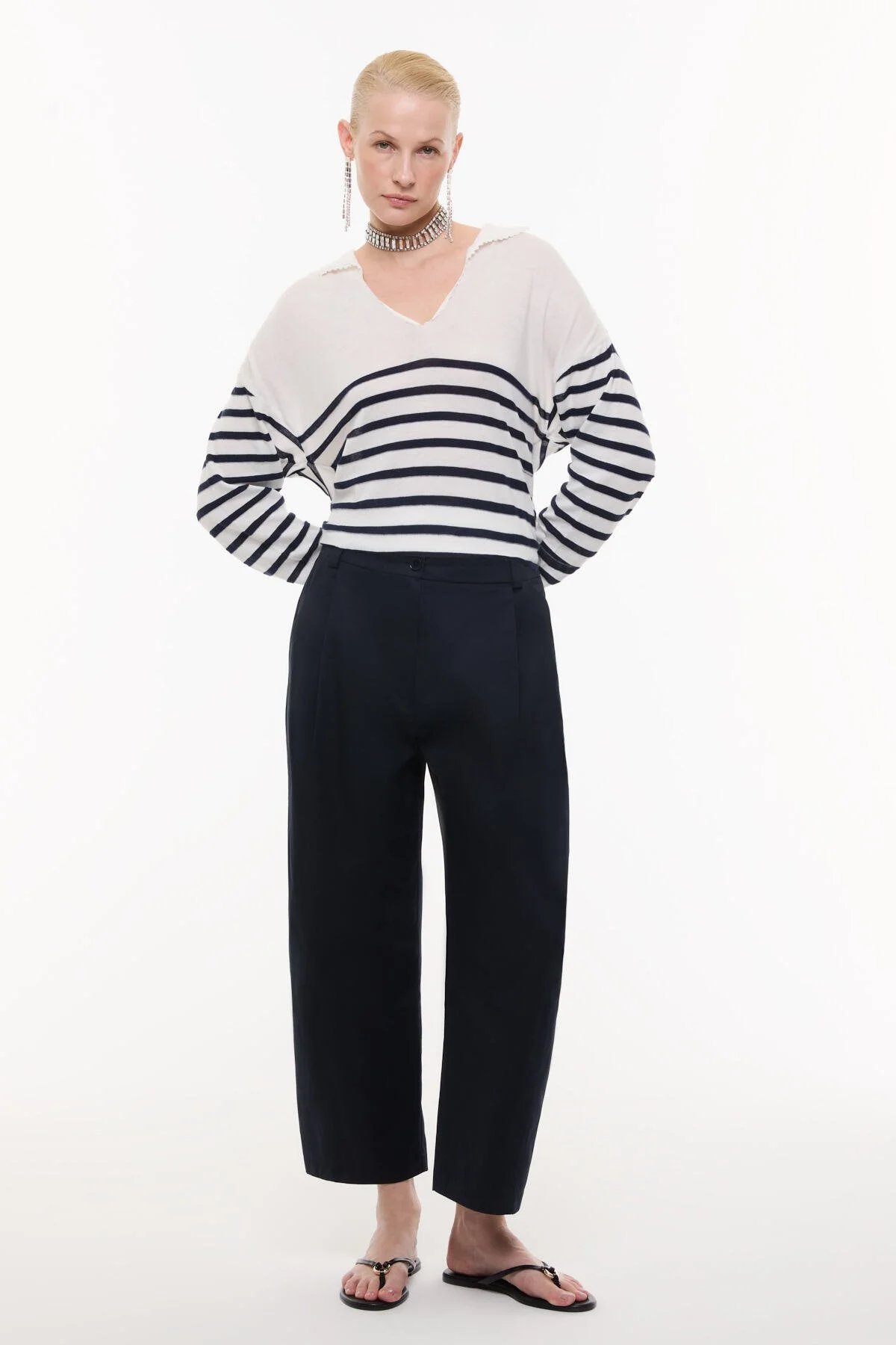 Havuç Paça Pantolon Lacivert - 1