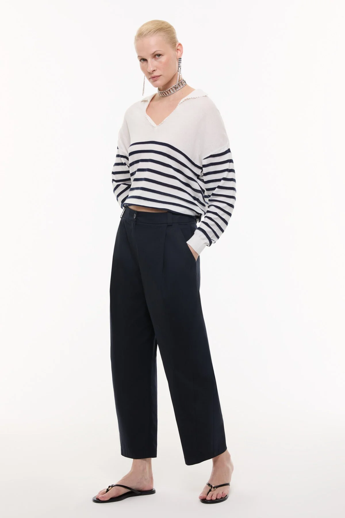 Havuç Paça Pantolon Lacivert - 3