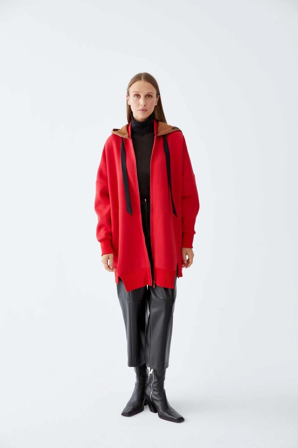  Hoodie Fermuarlı Kadın Sweatshirt Standart Renk - 3