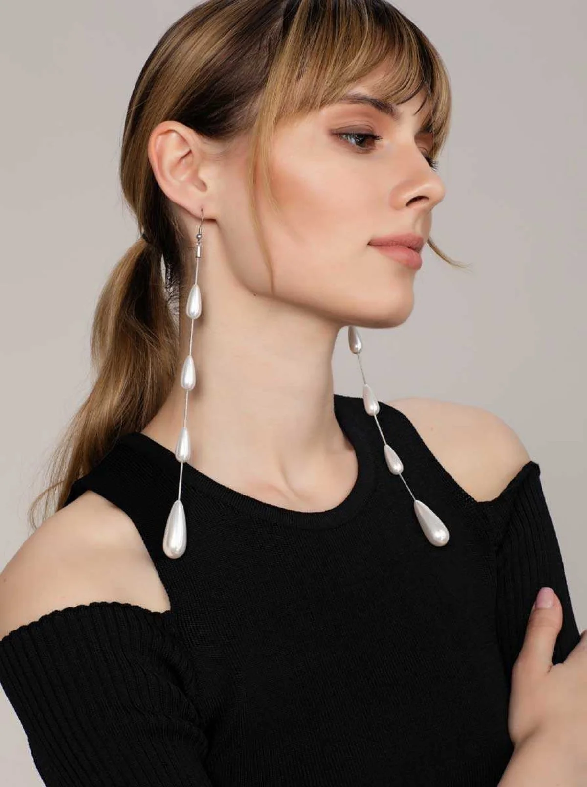 İnci Detaylı Uzun Küpe Standart Renk - 1