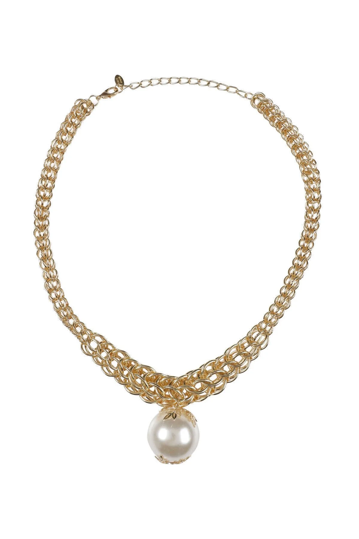  İnci Detaylı Zincir Kadın Kolye Gold - 2