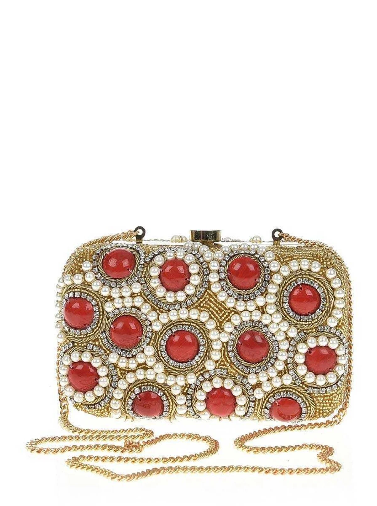 İncili Zincirli Çanta Standart Renk - 1