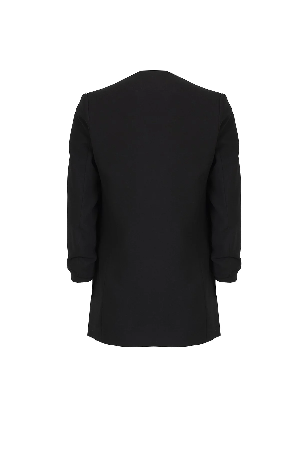 Kruvaze Yakasız Ceket Siyah - 2