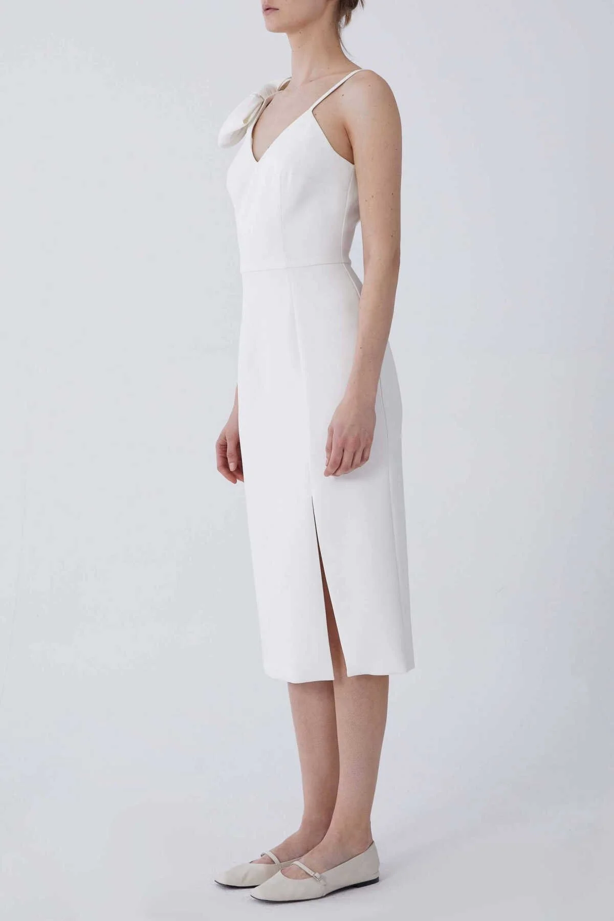 İp Askılı Kurdele Detaylı Abiye Elbise Beyaz - 3