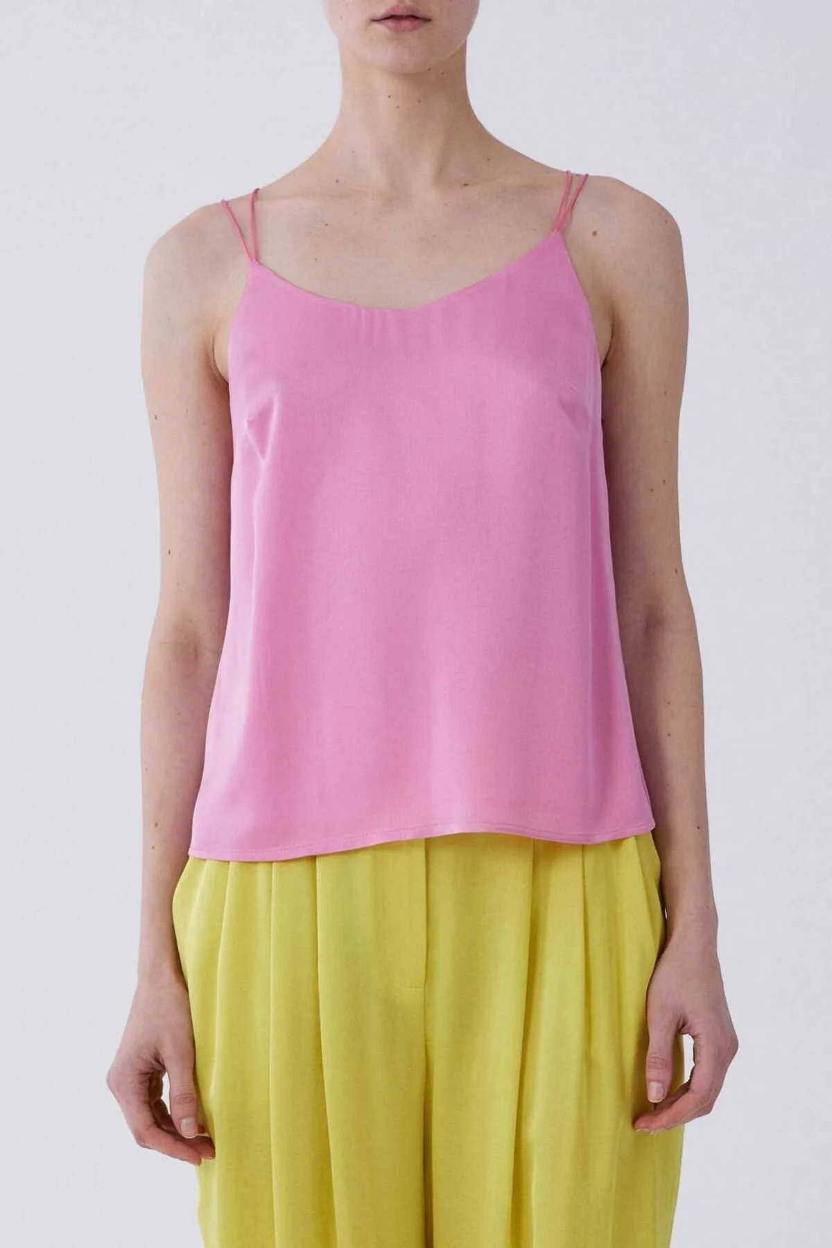 İp Askılı Saten Bluz Pembe - 1