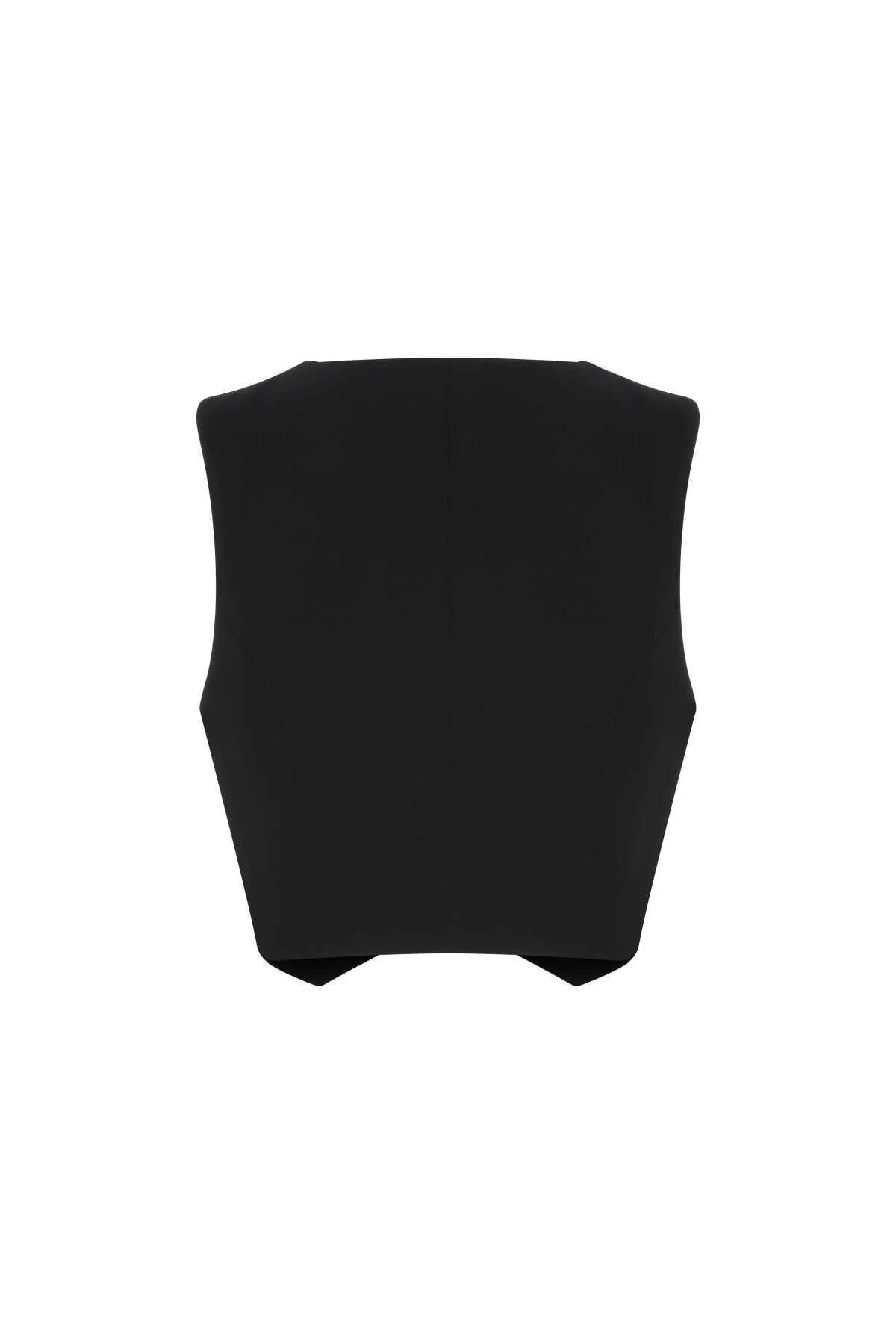  İpek Krep Kadın Yelek Siyah - 5