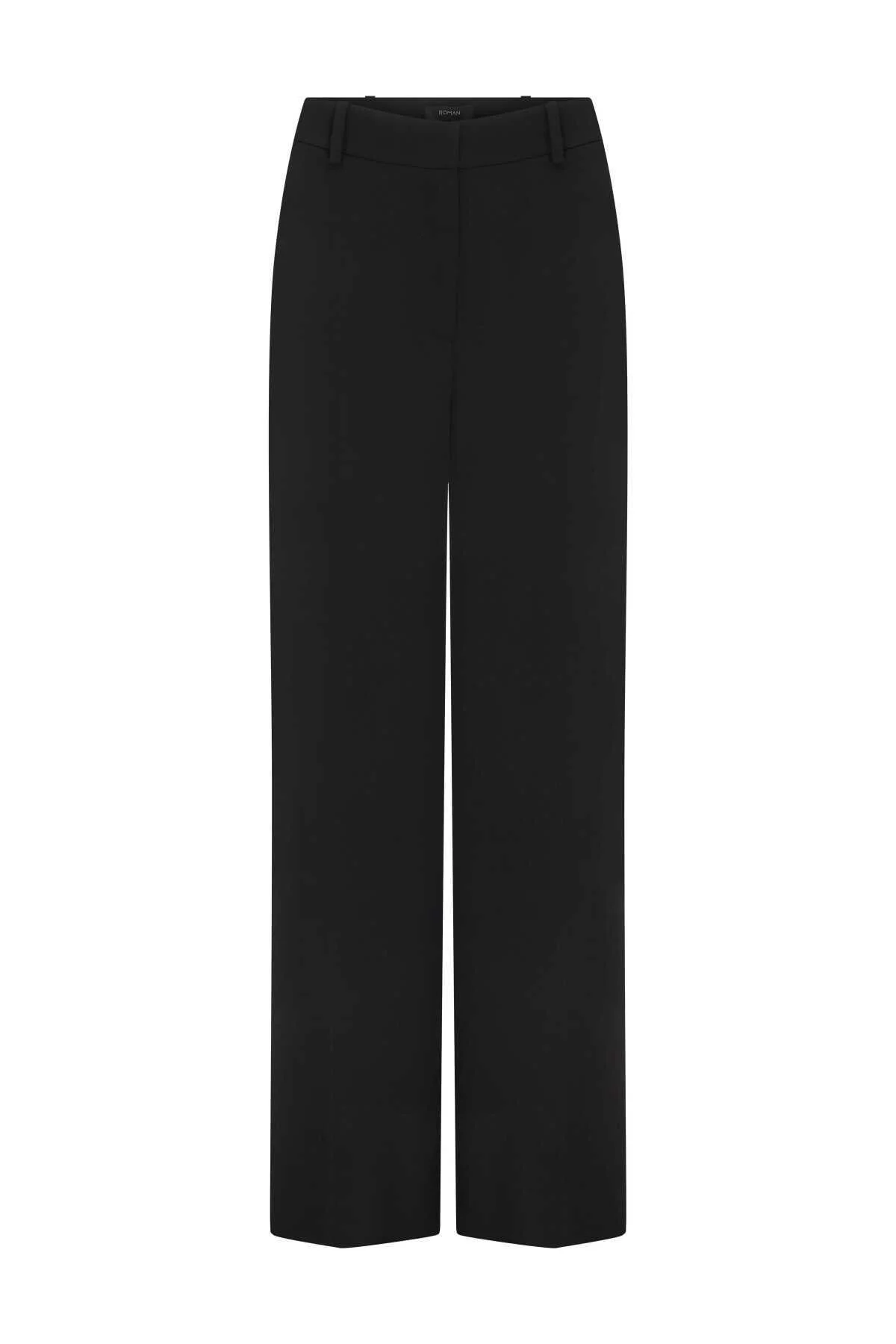  İpek Krep Palazzo Kadın Pantolon Siyah - 4