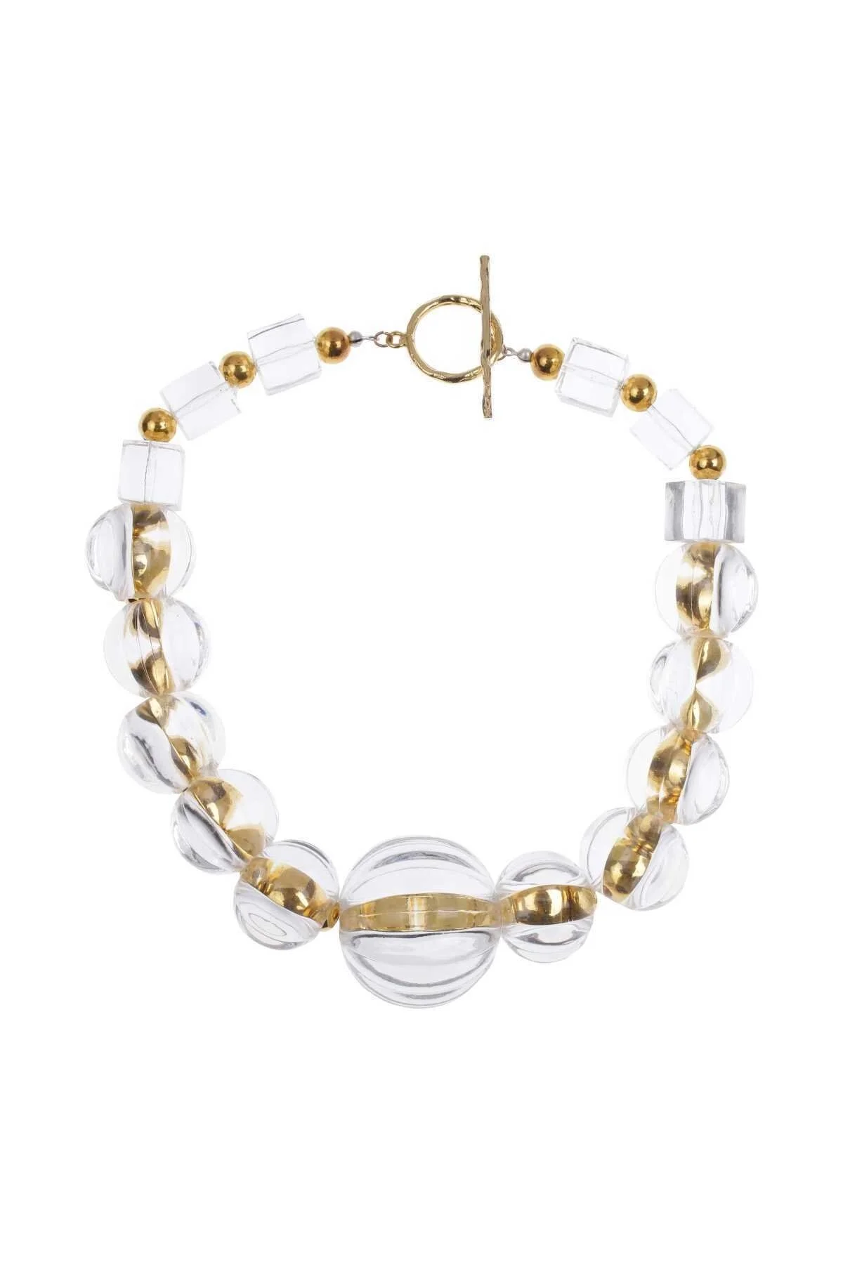  İri Transparan Boncuklu Detaylı Kolye Standart Renk - 2