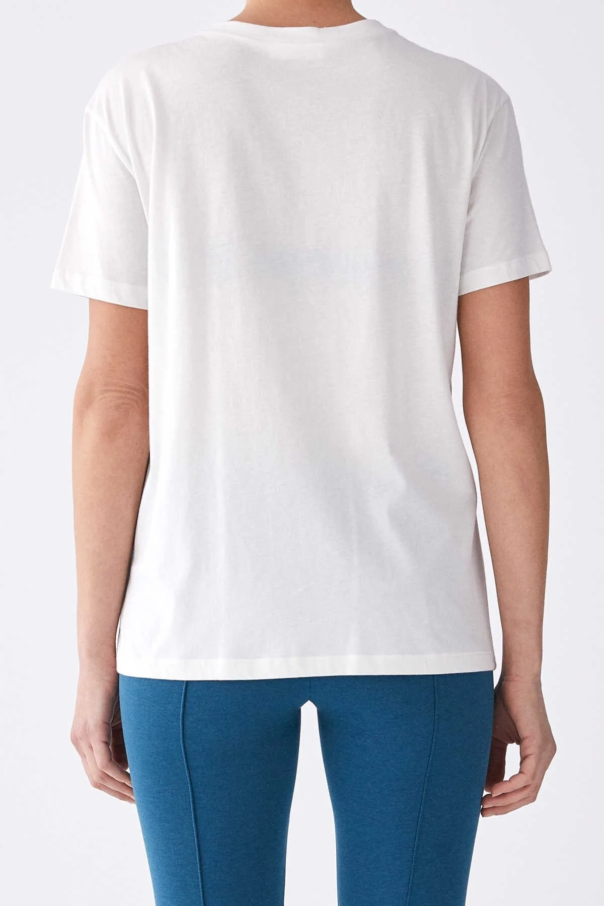 İşleme Desenli T-Shirt Ekru - 2