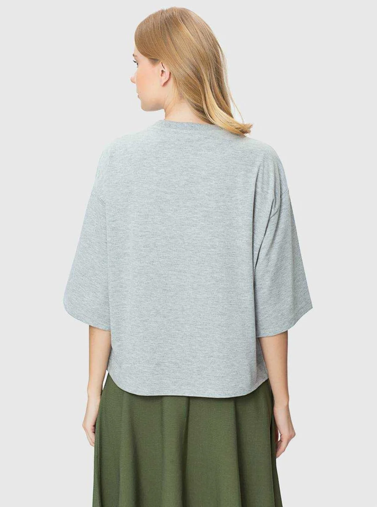  İşlemeli Oversize Sweatshirt Gri - 2