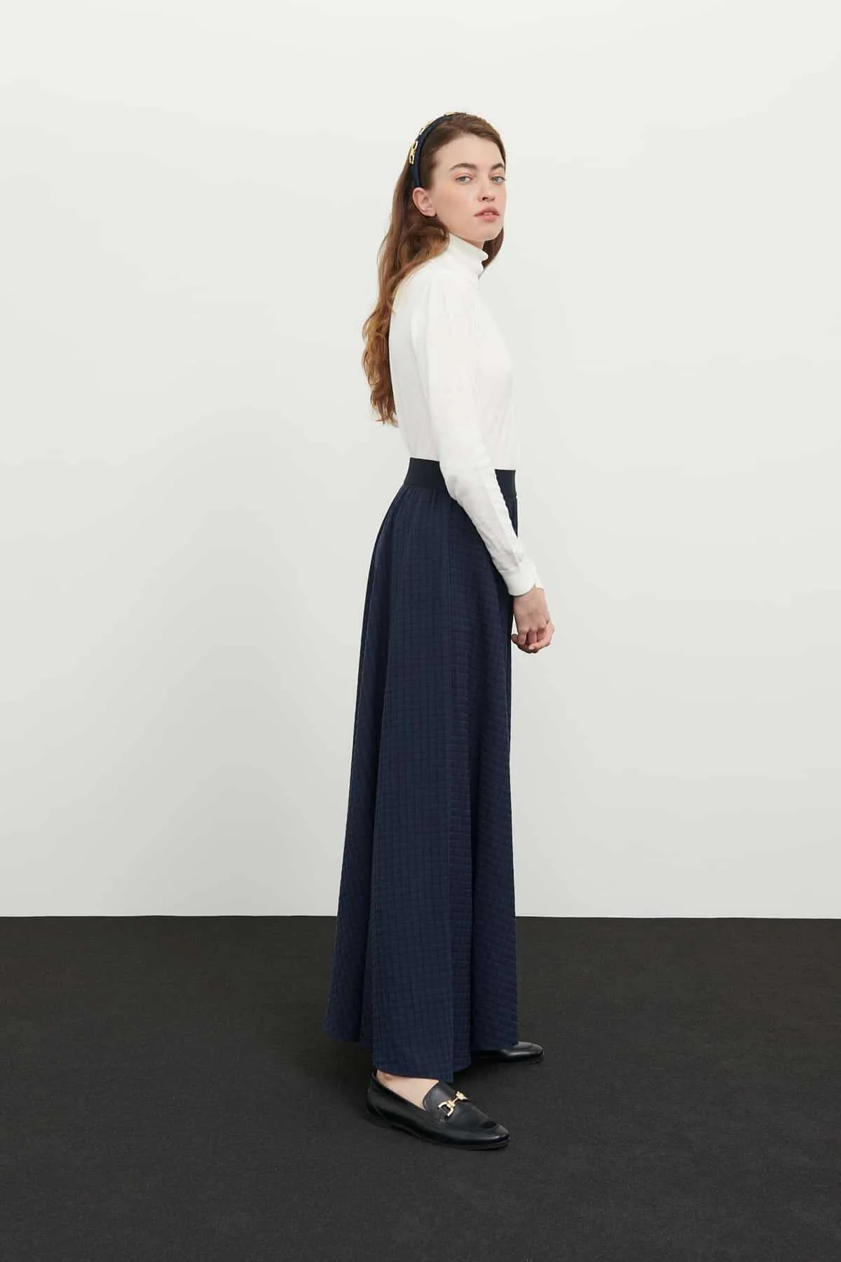 Beli Lastikli Maxi Boy Gofreli Kumaş Etek Standart Renk - 4