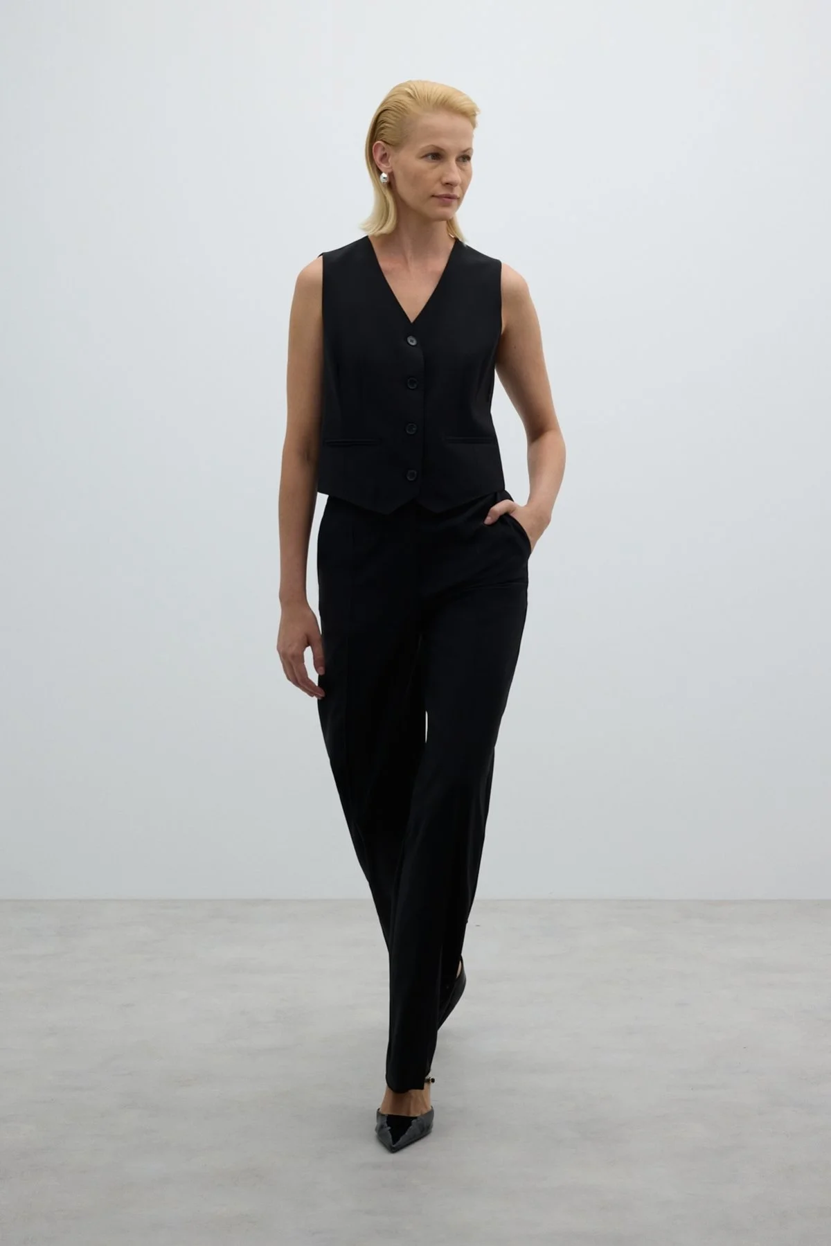 Geniş Paça Pantolon Siyah - 5