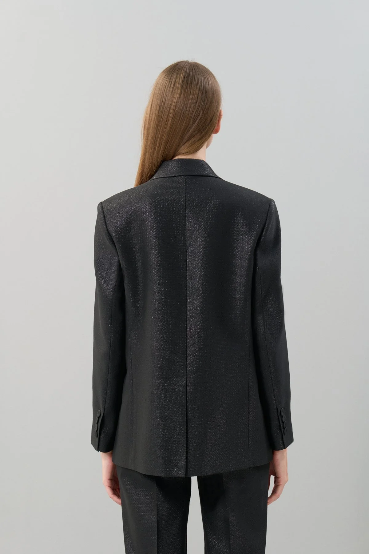 Tek Düğmeli Erkek Yaka Blazer Ceket Siyah - 2