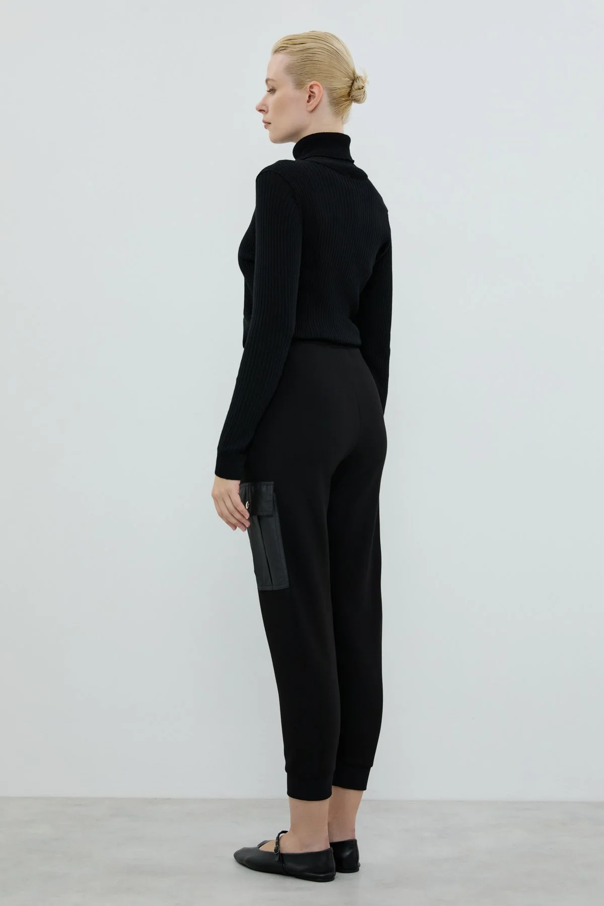 Cep Detaylı Örme Pantolon Siyah - 2