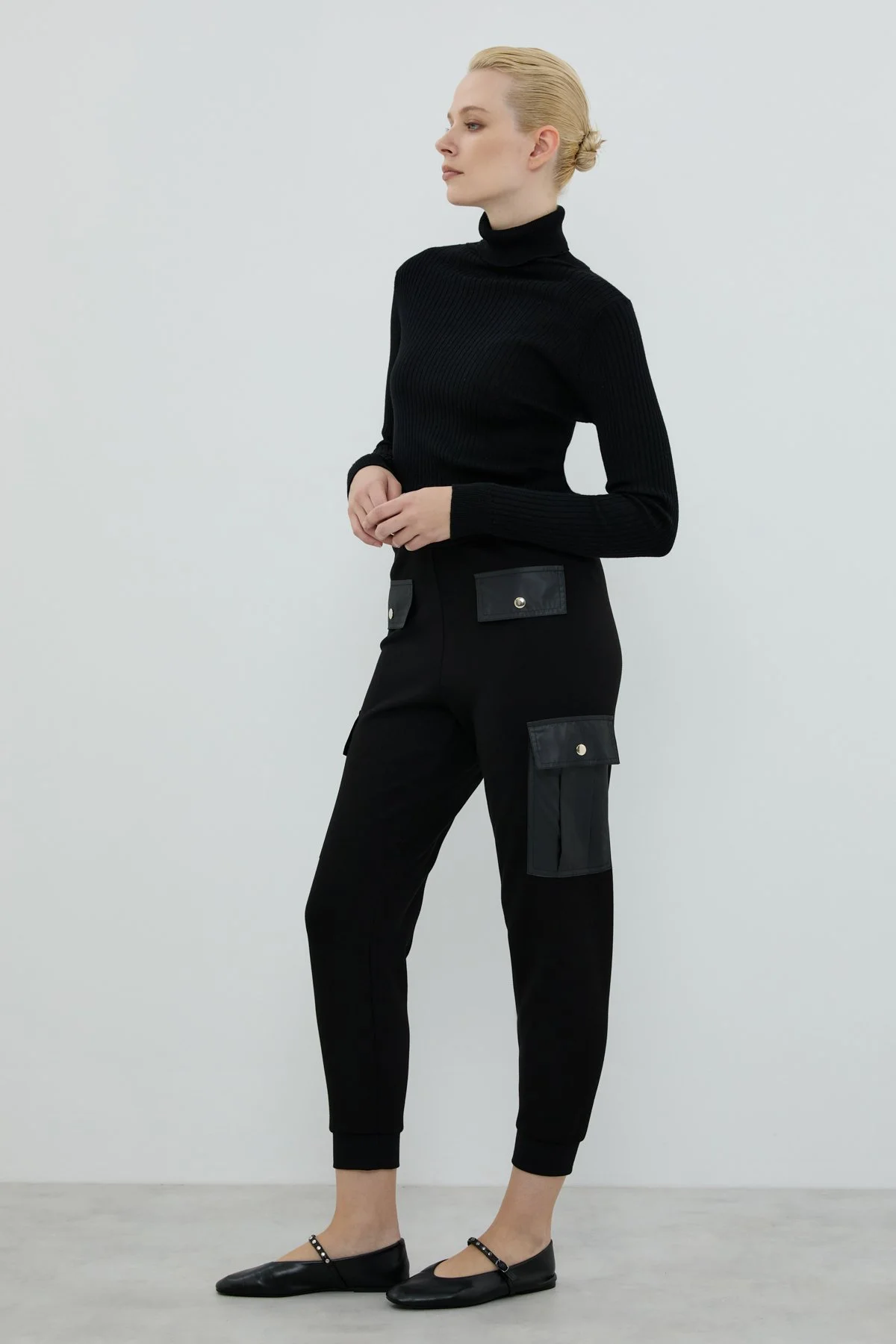 Cep Detaylı Örme Pantolon Siyah - 3