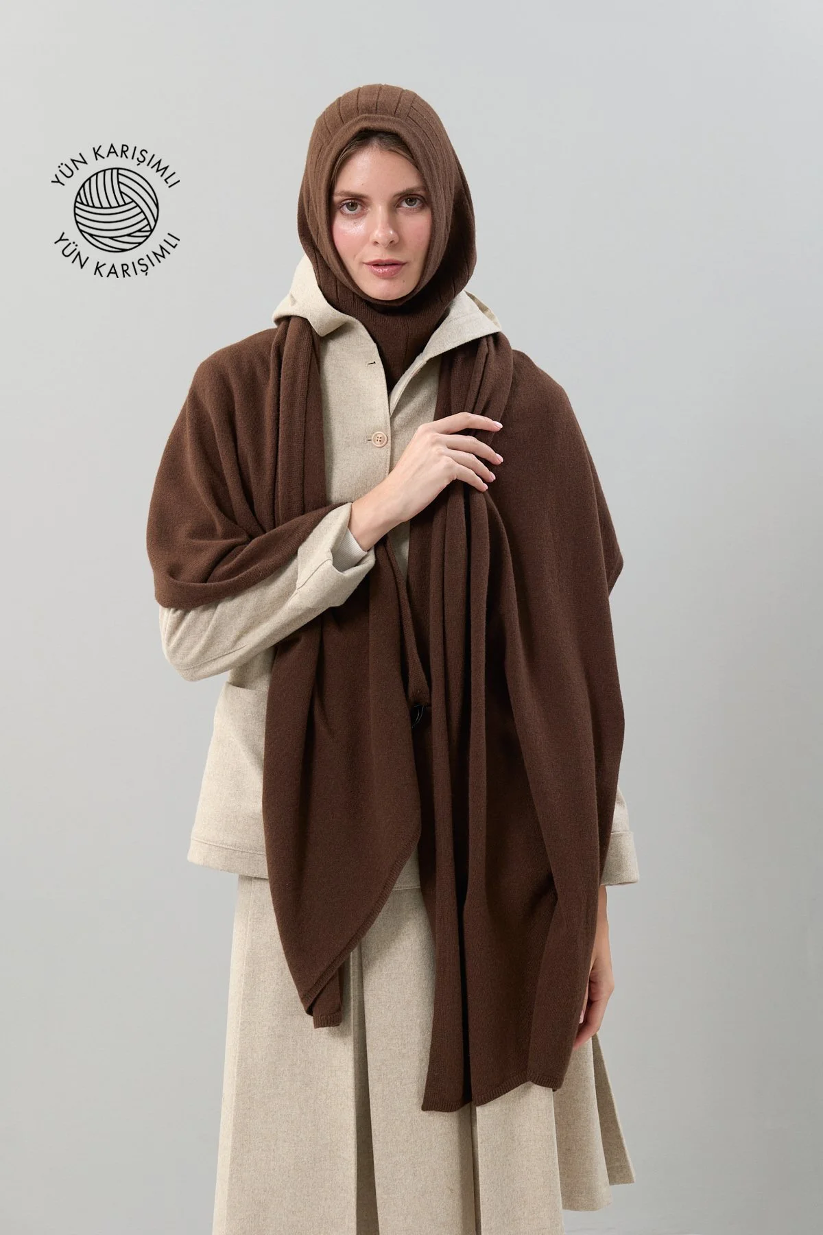 Yün Atkı Kahve - 1