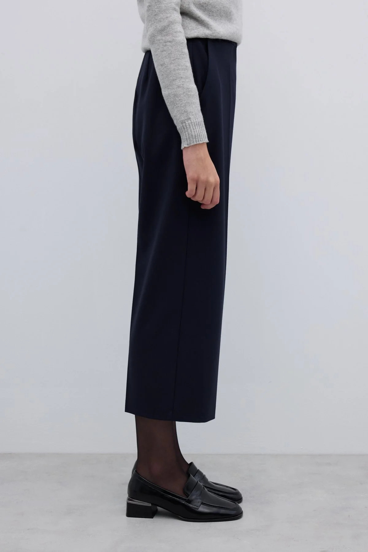 Yün Karışımlı Düz Paça Pantolon Lacivert - 3