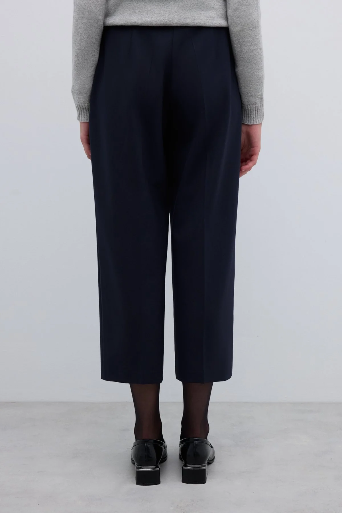 Yün Karışımlı Düz Paça Pantolon Lacivert - 2