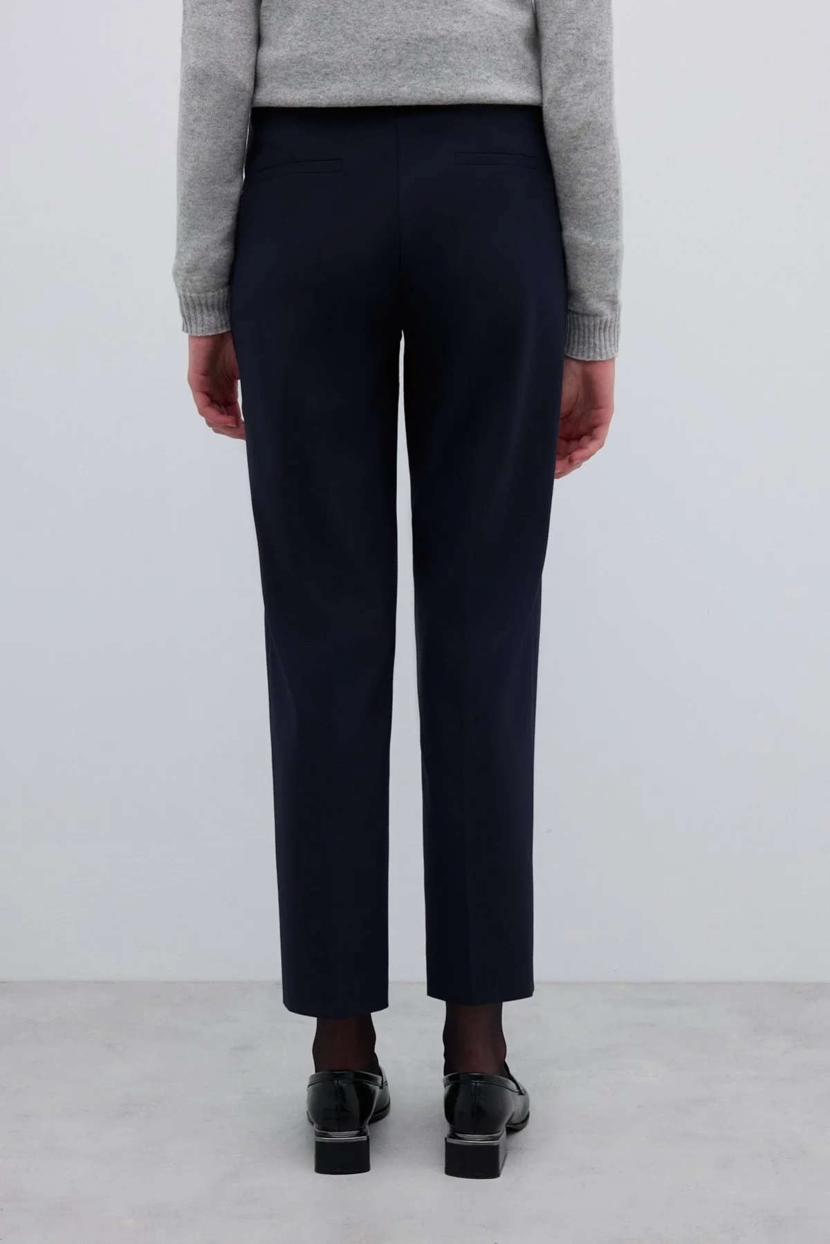 Yün Karışımlı Düz Paça Pantolon Lacivert - 2