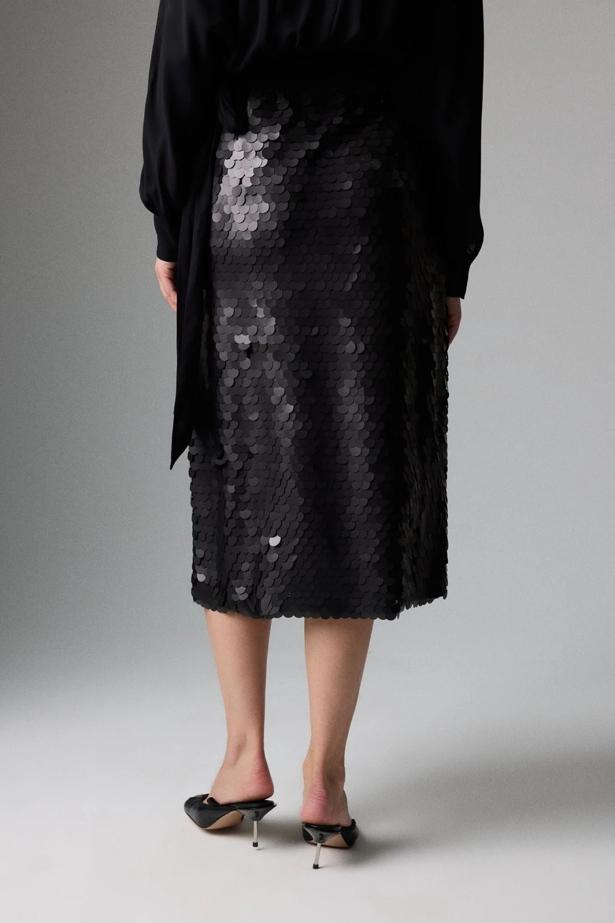 Payetli Midi Boy Etek Siyah - 3