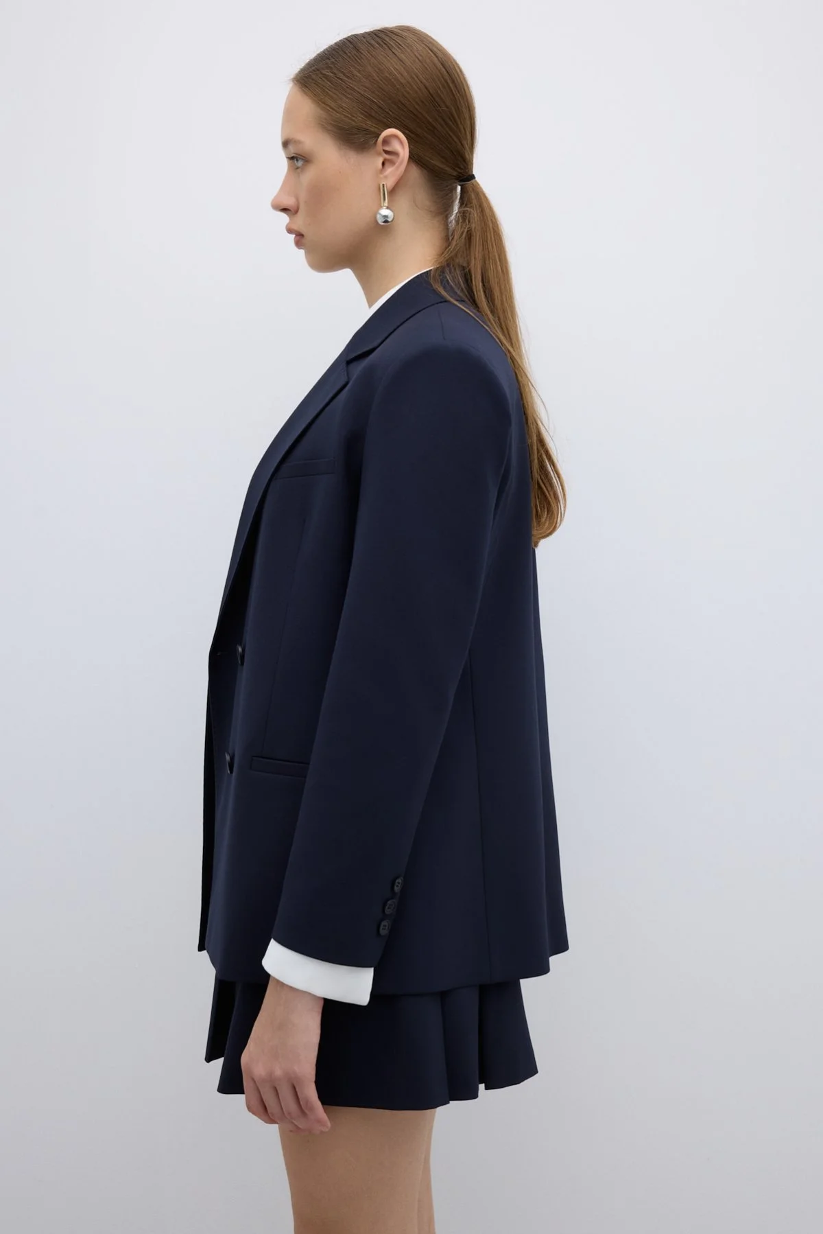 Punto Dikişli Kruvaze Blazer Ceket Lacivert - 3