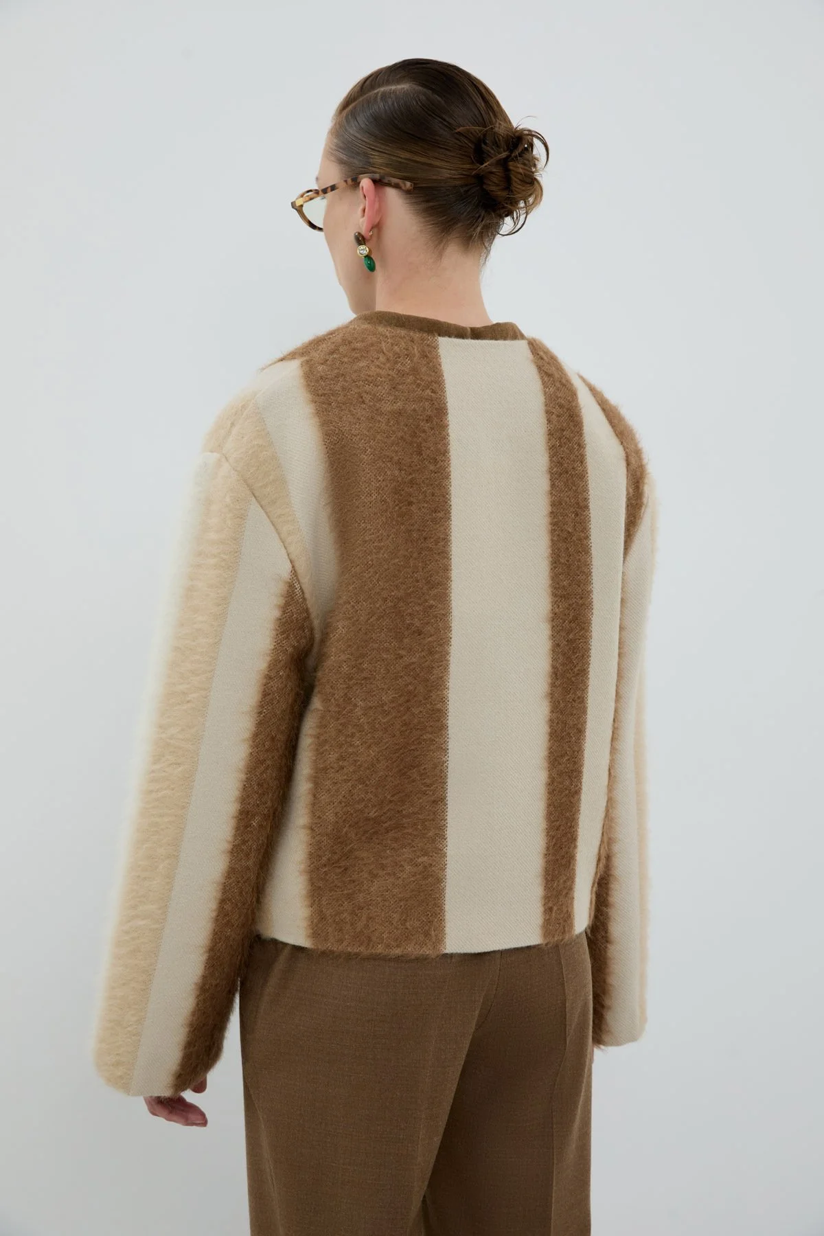 Yün Karışımlı Bisiklet Yaka Ceket Camel - Bej - 2