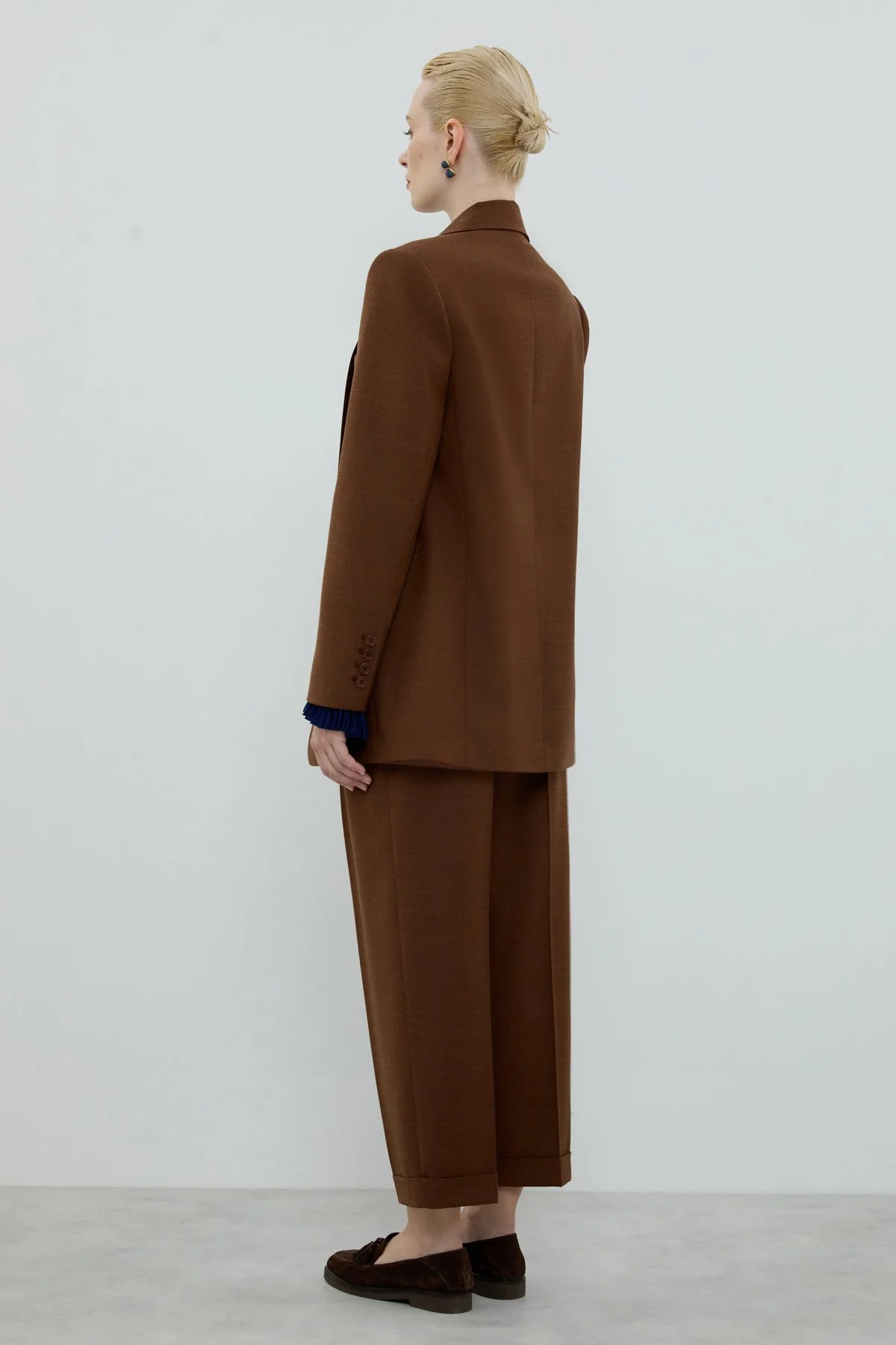 Yün Karışımlı Fleto Cepli Ceket Kahve - 2