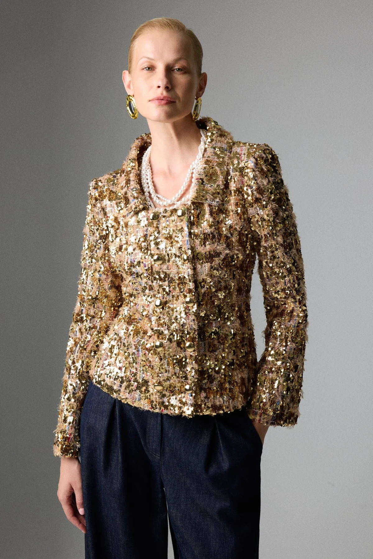 Çıtçıt Detaylı Payet Ceket Gold - 1